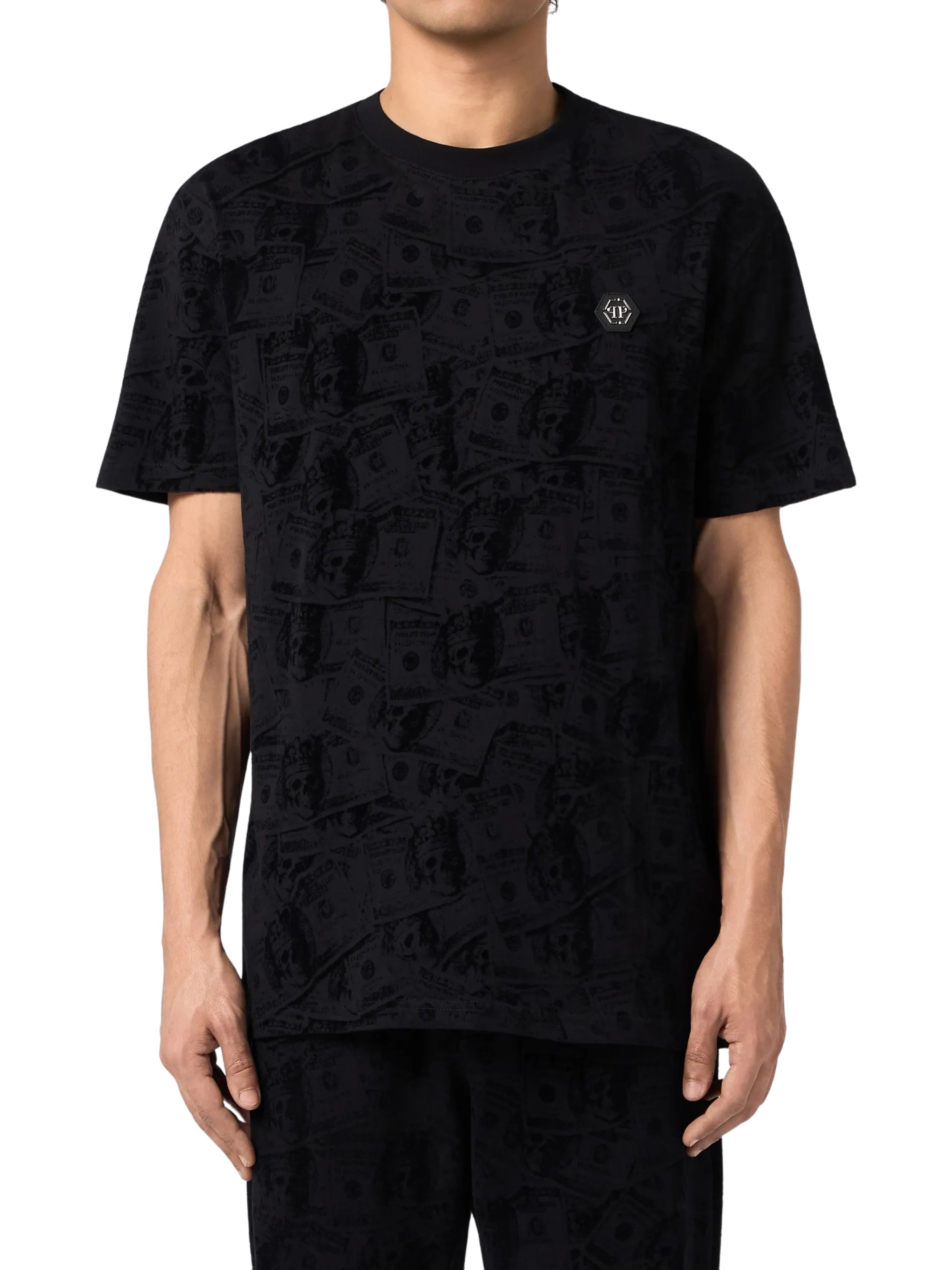 Philipp Plein Dollar-Print Logo-Plaque T-Shirt