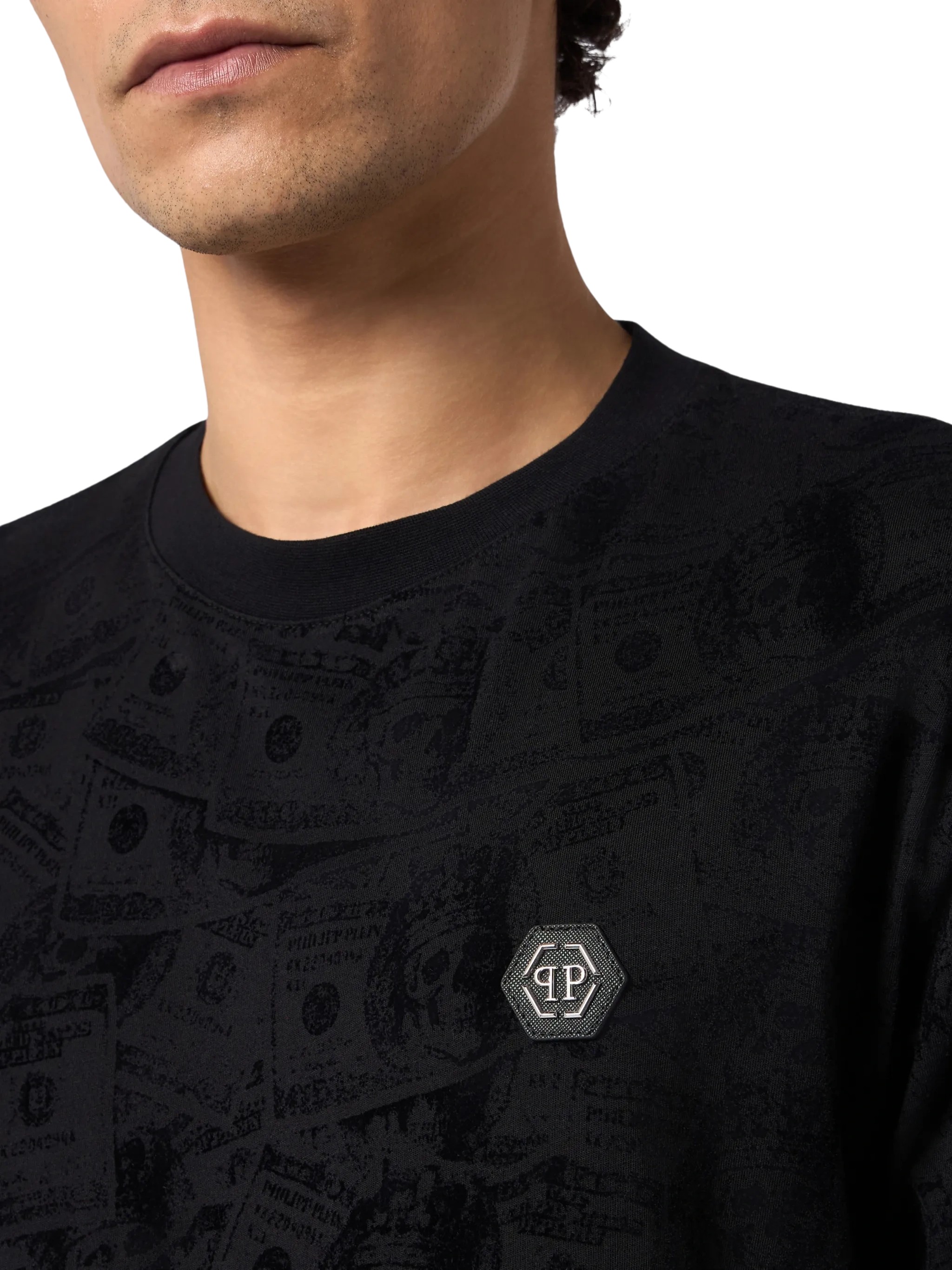 Philipp Plein Dollar-Print Logo-Plaque T-Shirt