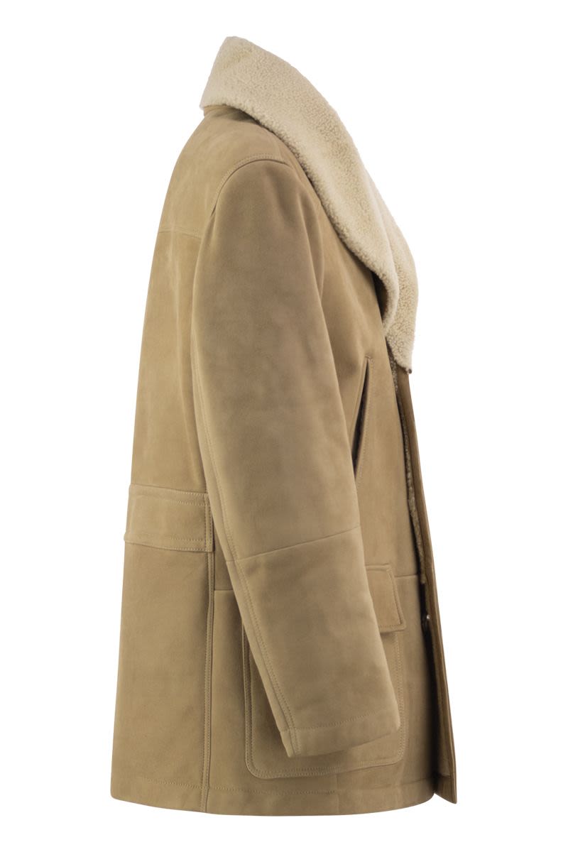 Brunello Cucinelli Double-Breasted Shearling Coat