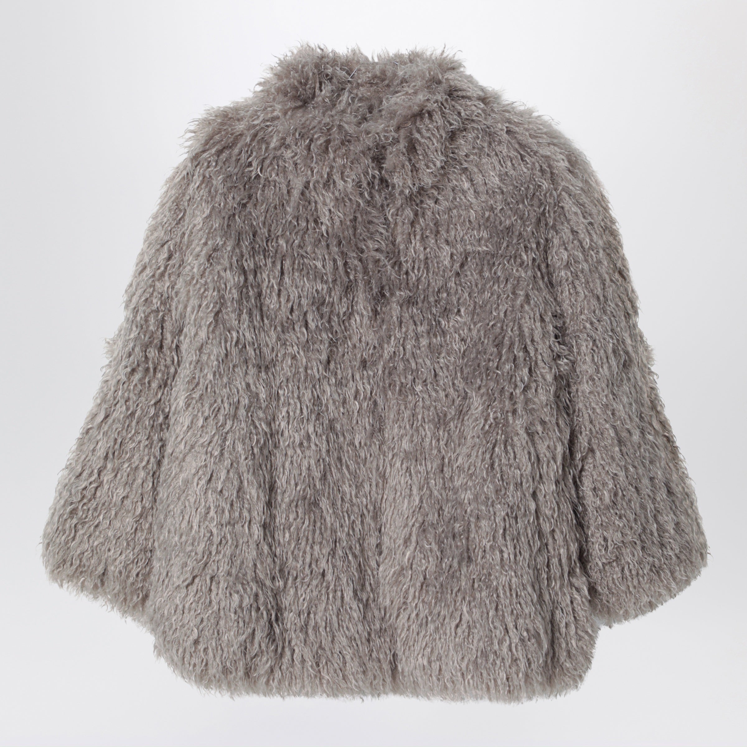 Douuod Taupe Grey Faux Fur-Effect Coat