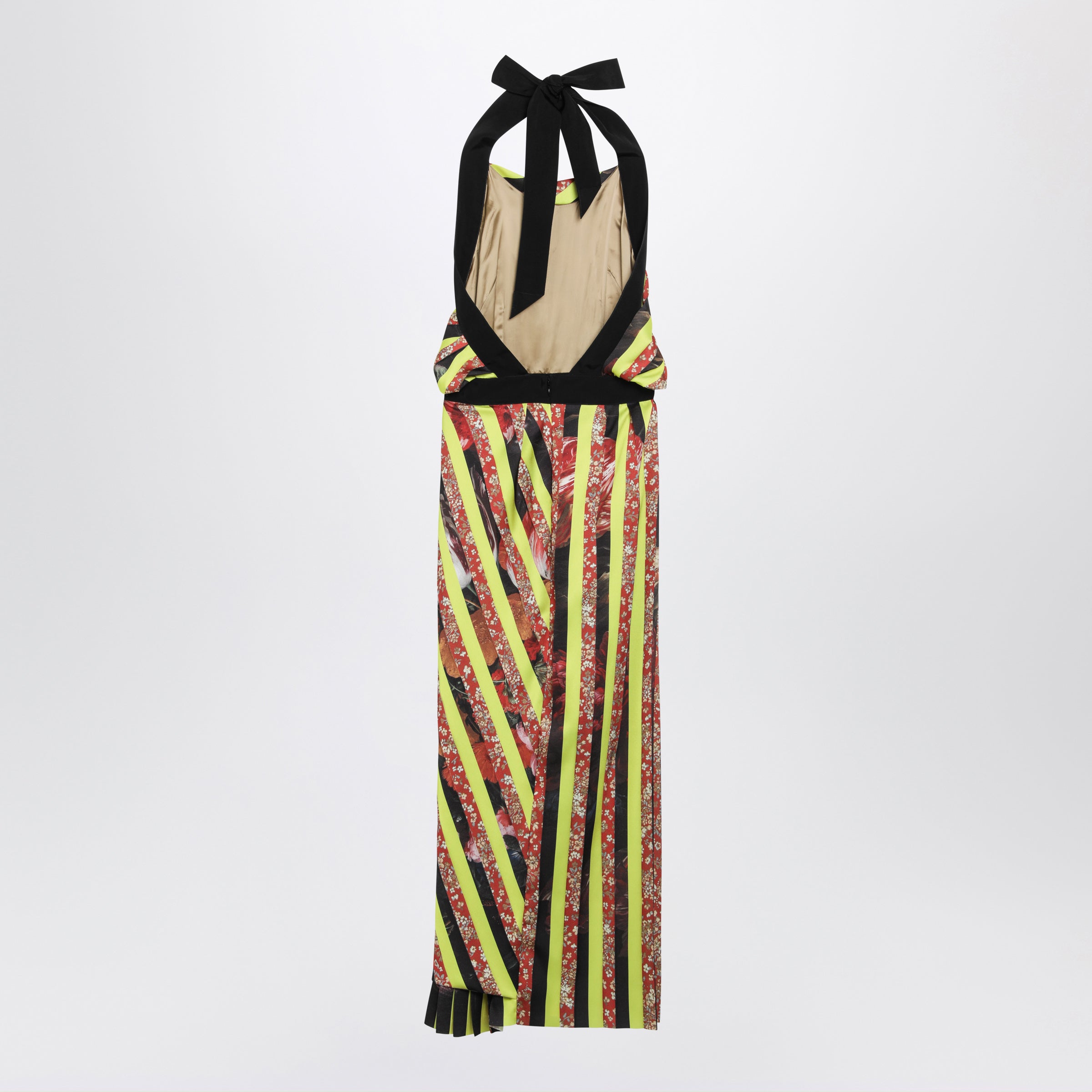 Dries Van Noten Long Striped Dress With Floral Pattern