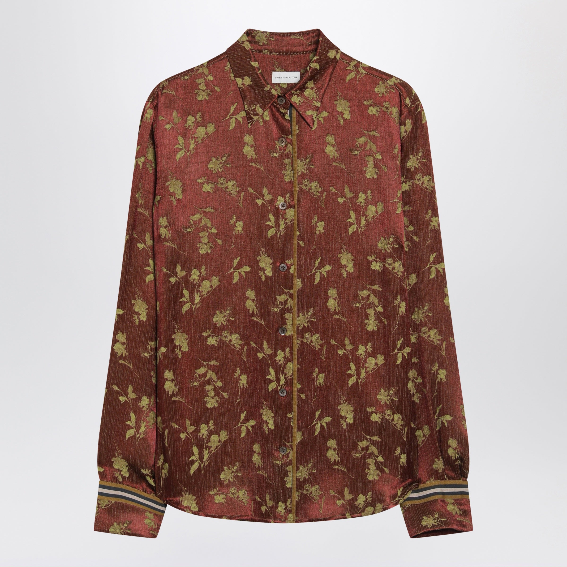 Dries Van Noten Rust-Colored Jacquard Shirt