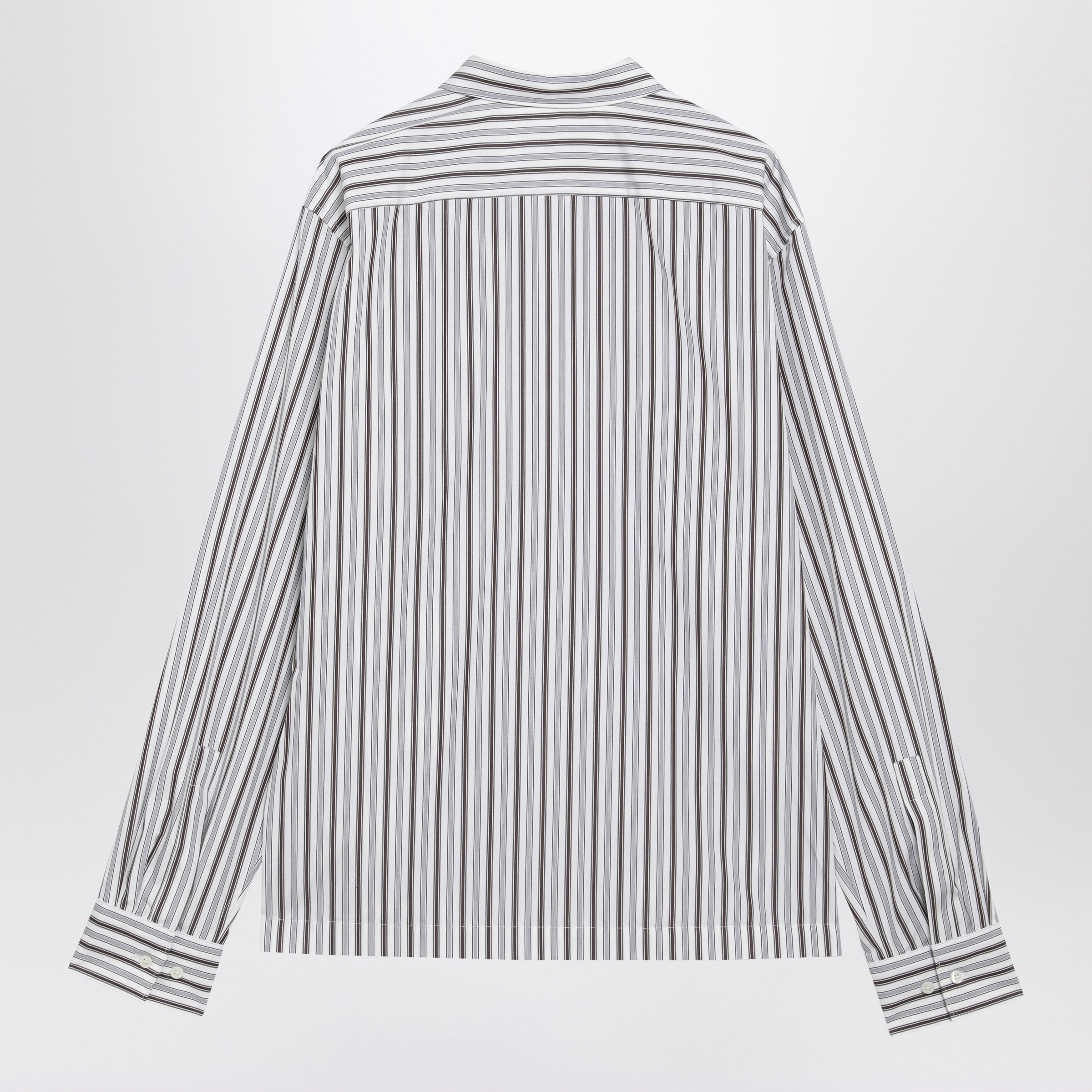 Dries Van Noten White Striped Cotton Shirt With Zip