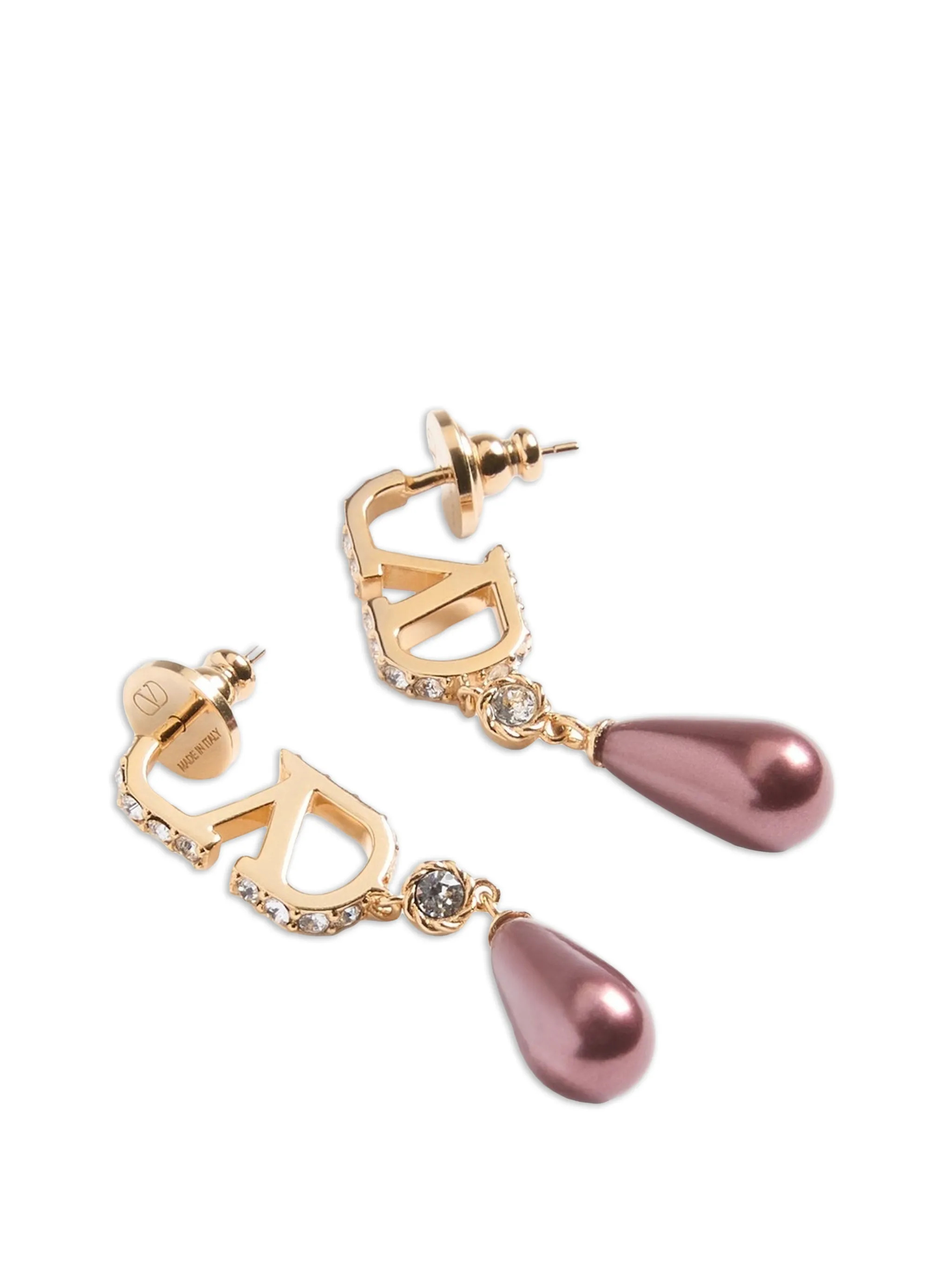 Valentino Drop Pearl Crystal Earrings