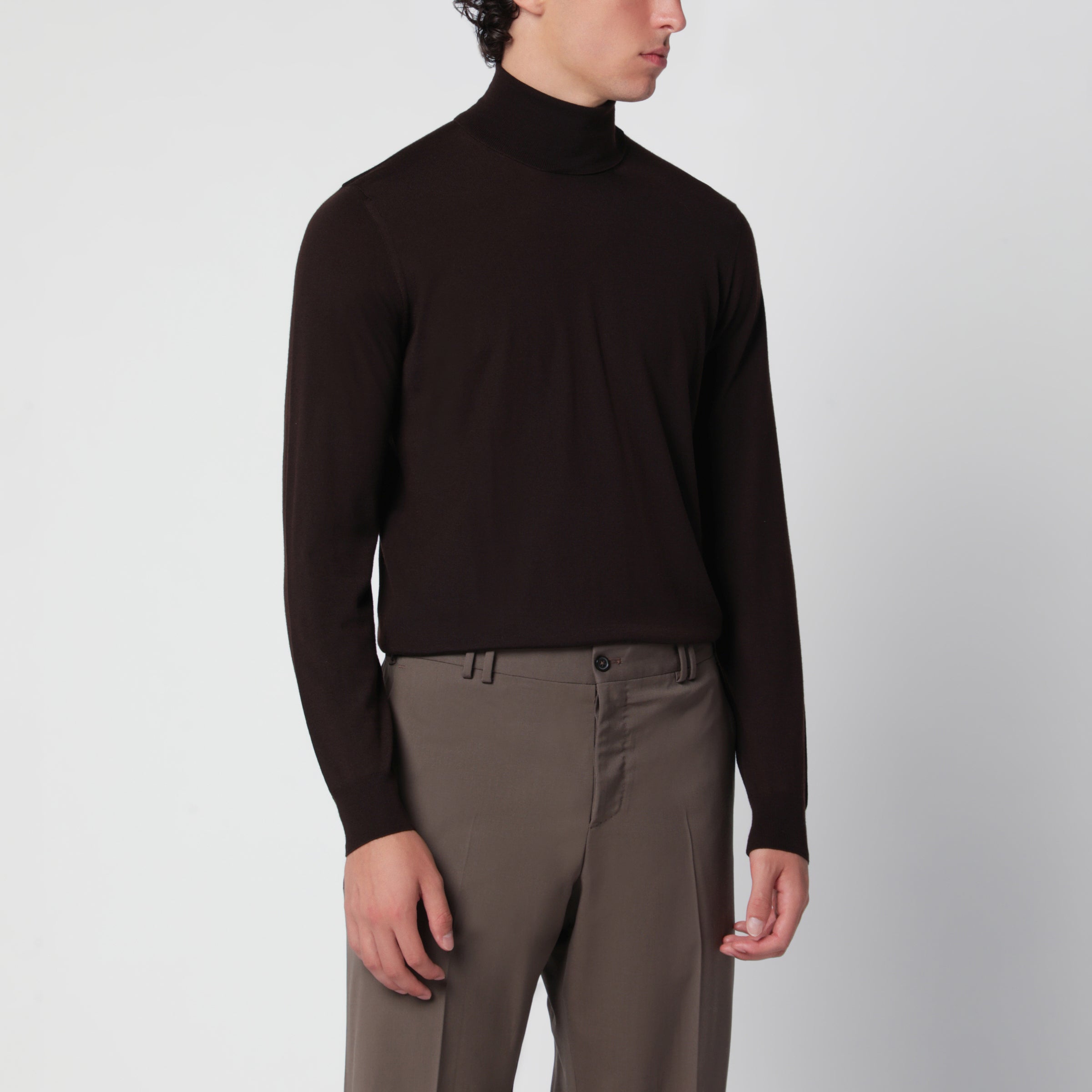 Drumohr Brown Turtleneck Sweater In Wool