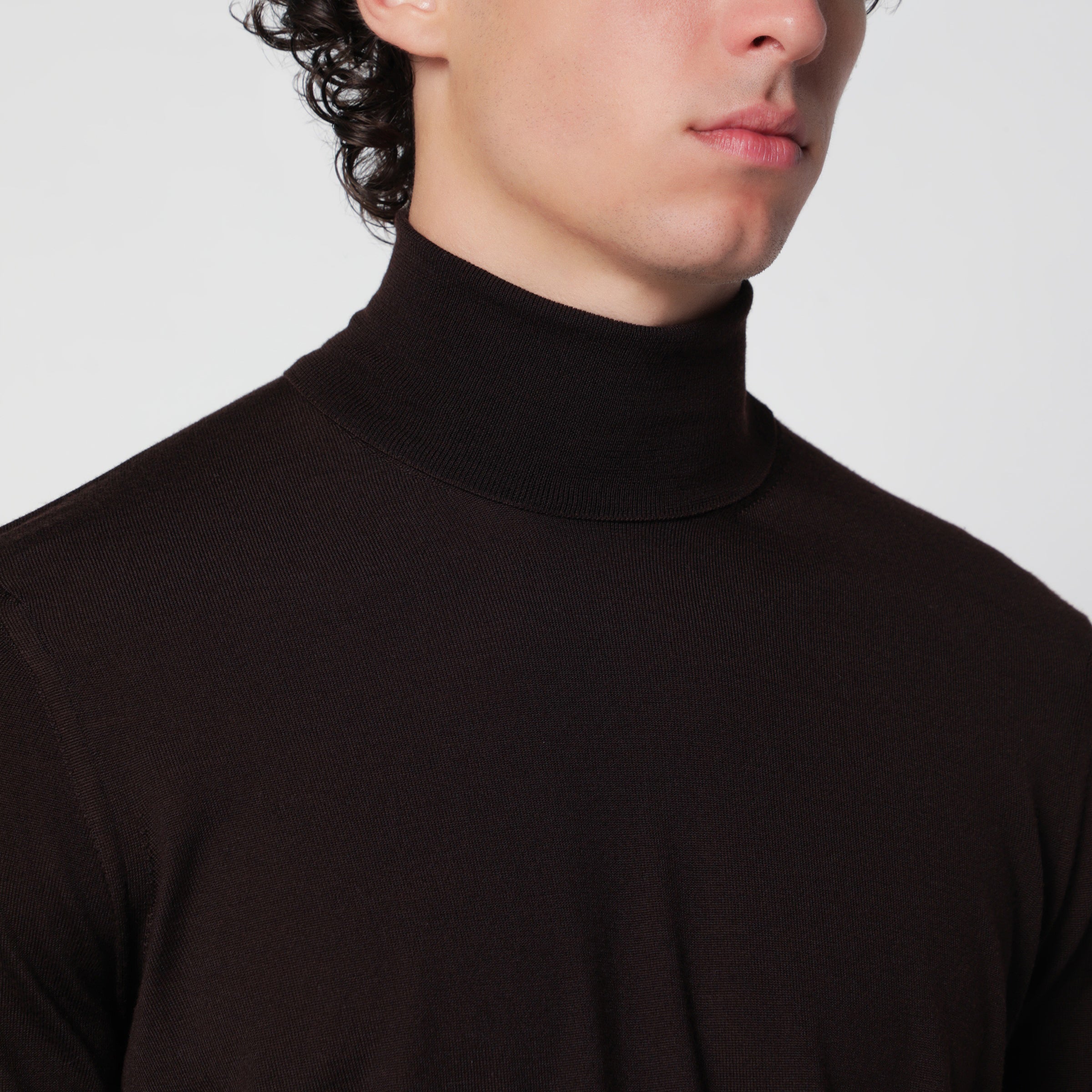 Drumohr Brown Turtleneck Sweater In Wool