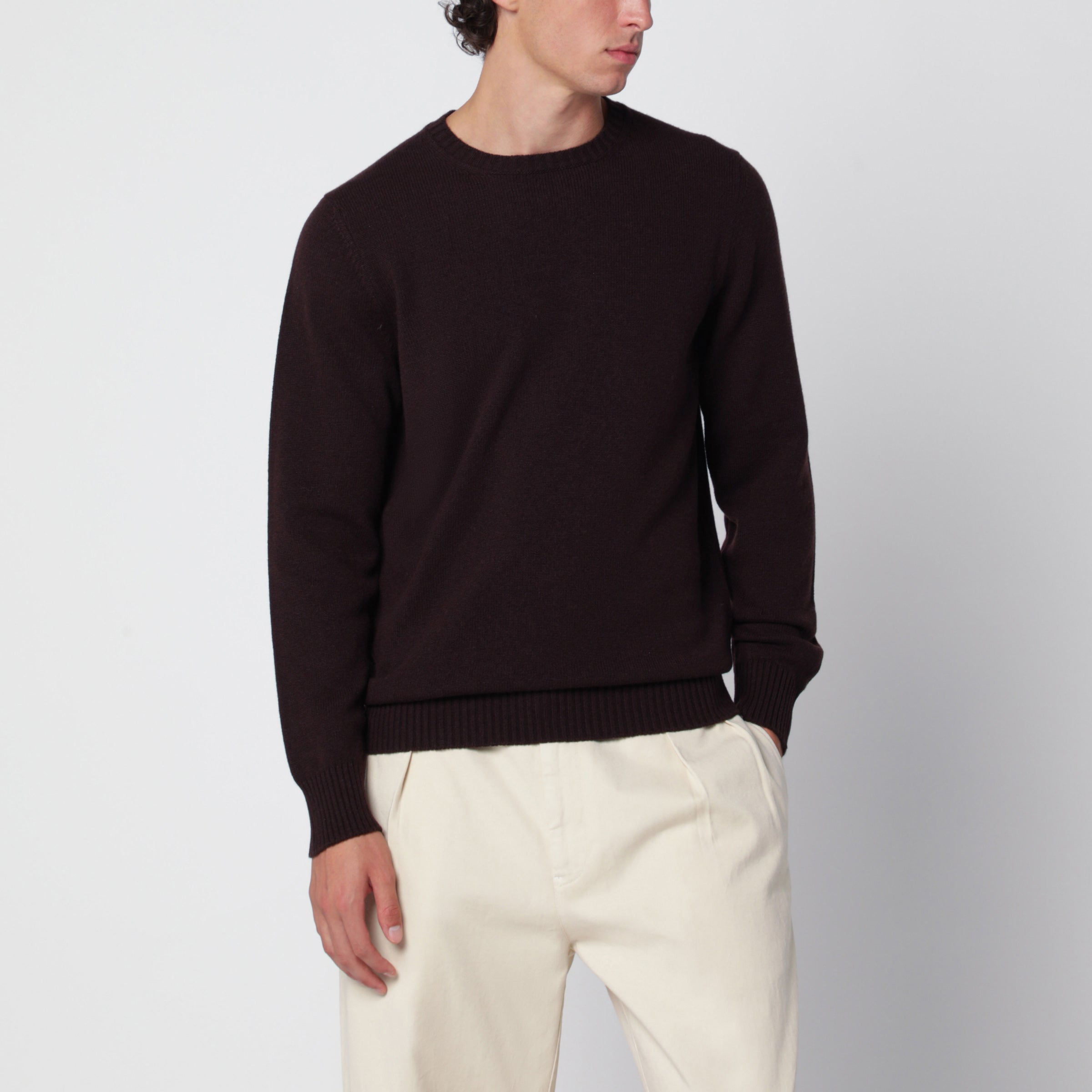 Drumohr Crew-Neck Sweater In Blue-Black Cashmere