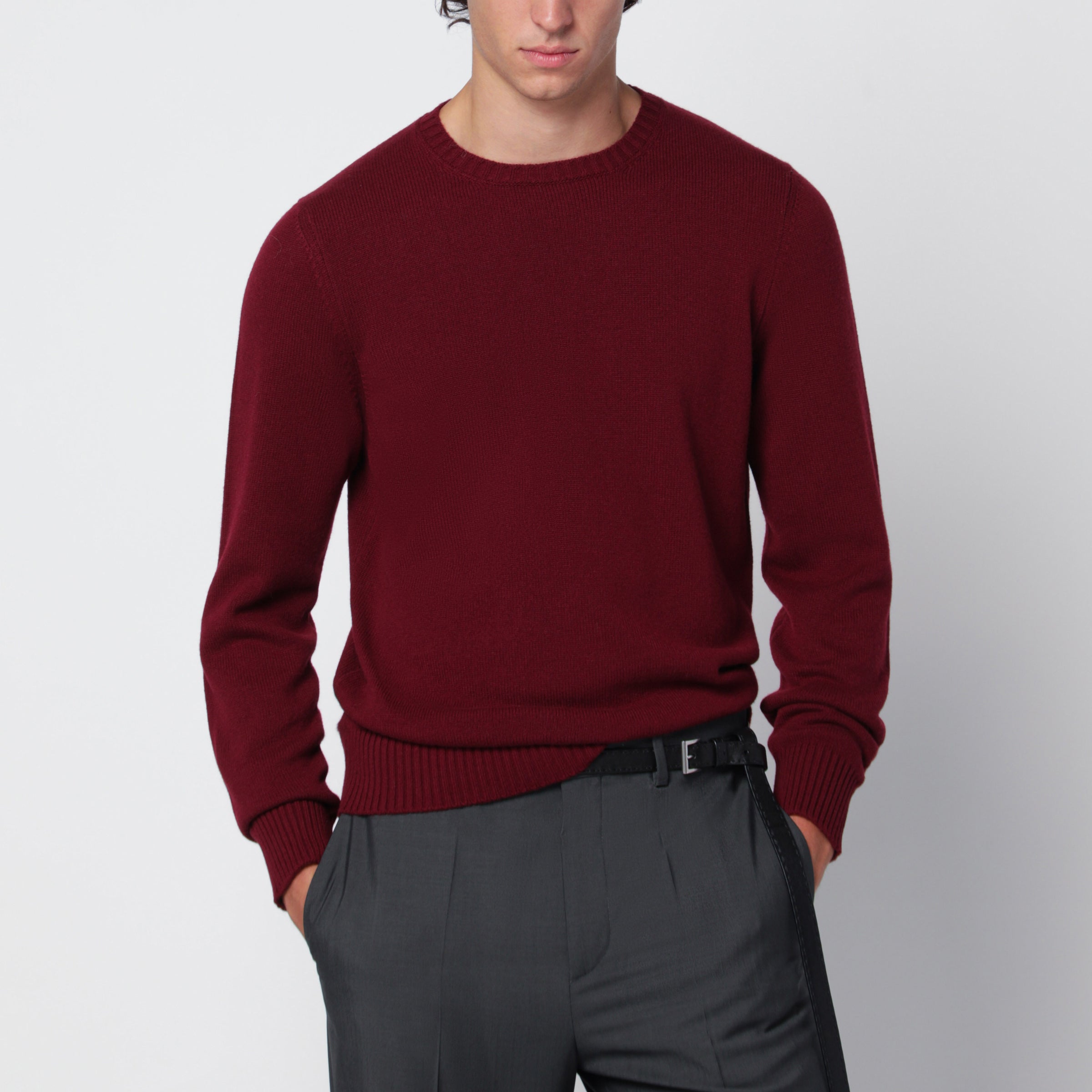Drumohr Crew-Neck Sweater In Burgundy Cashmere