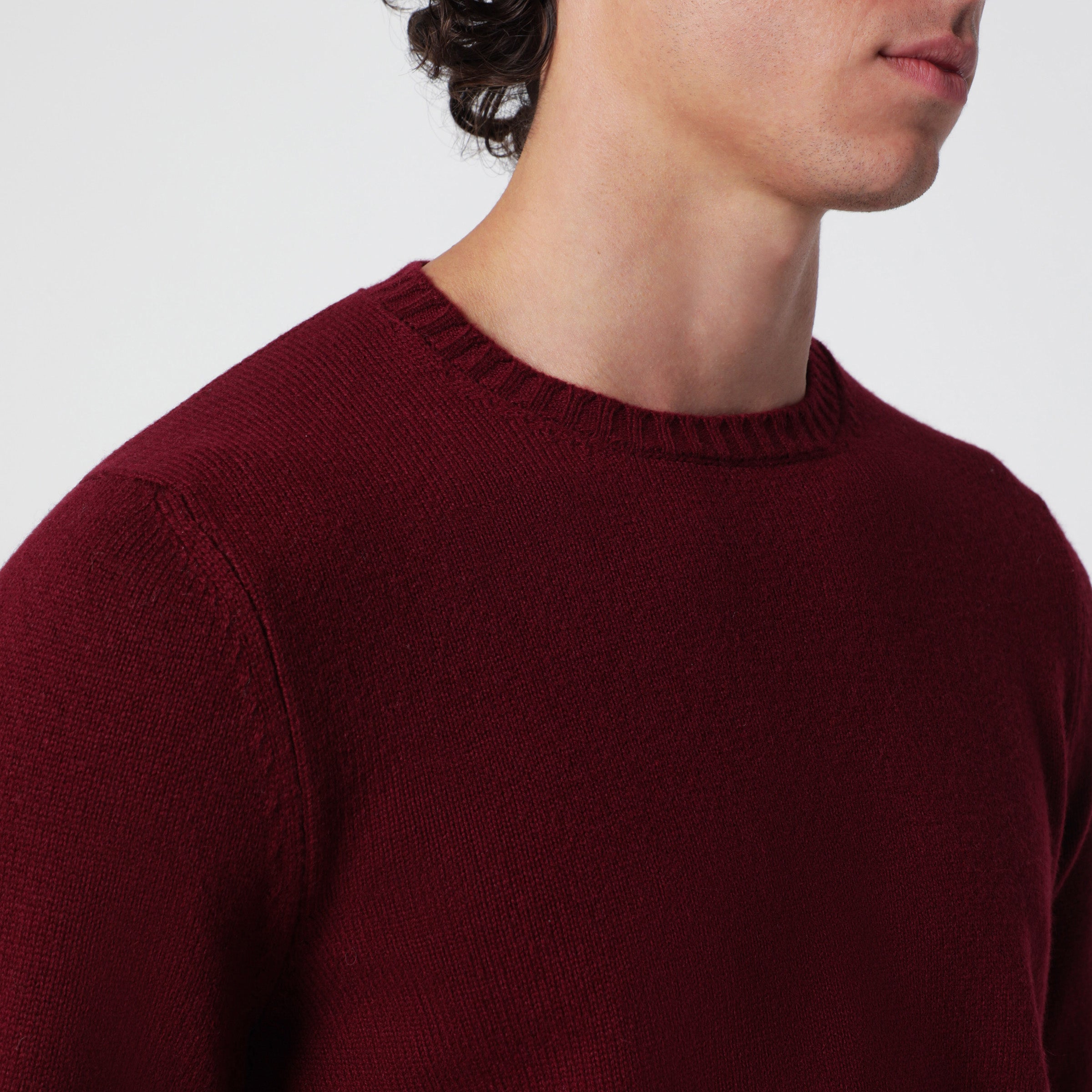 Drumohr Crew-Neck Sweater In Burgundy Cashmere