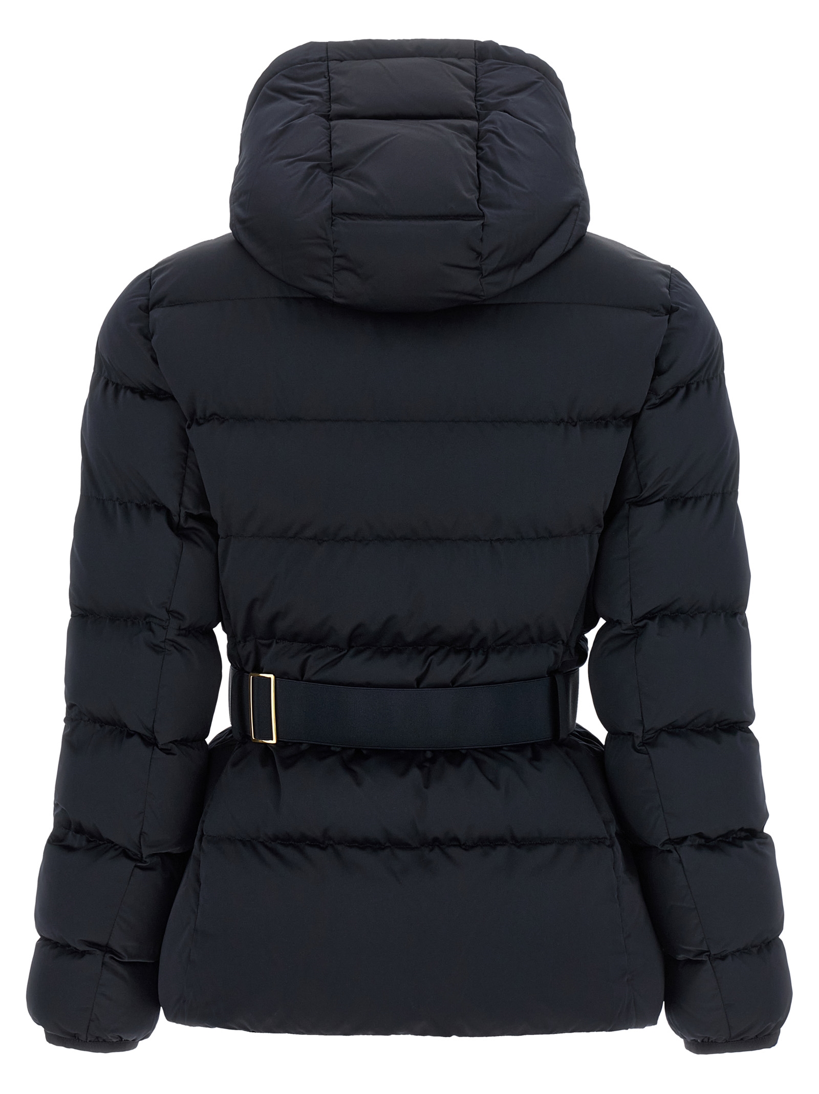 Elisabetta Franchi Belted Down Jacket With Logo Buckle