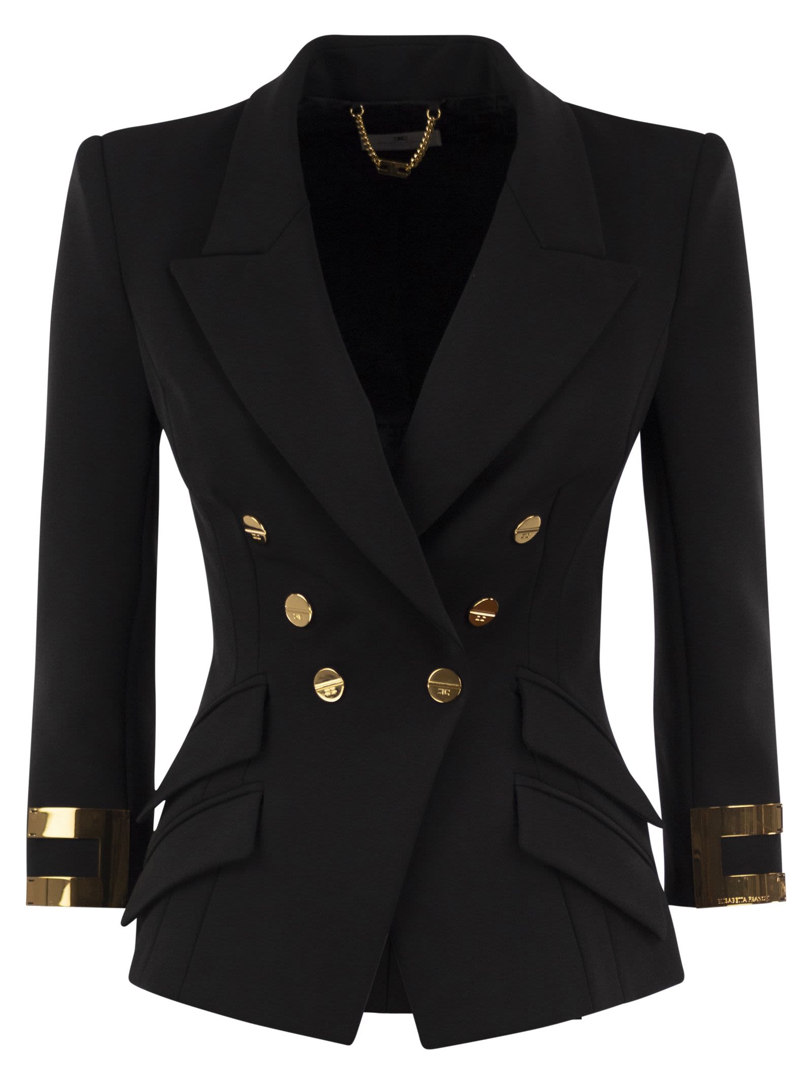 Elisabetta Franchi Double-Breasted Blazer With Logo Details