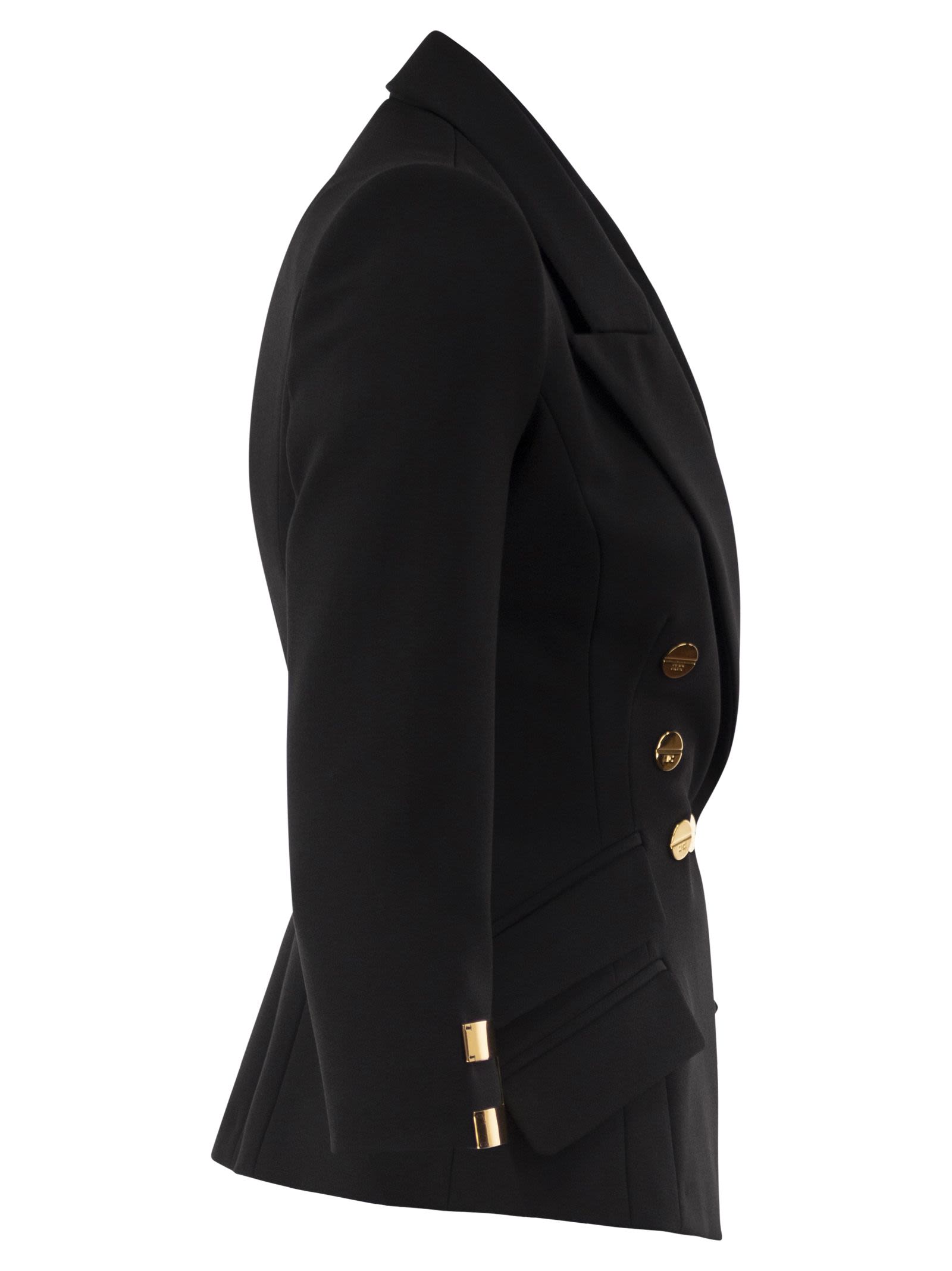 Elisabetta Franchi Double-Breasted Blazer With Logo Details