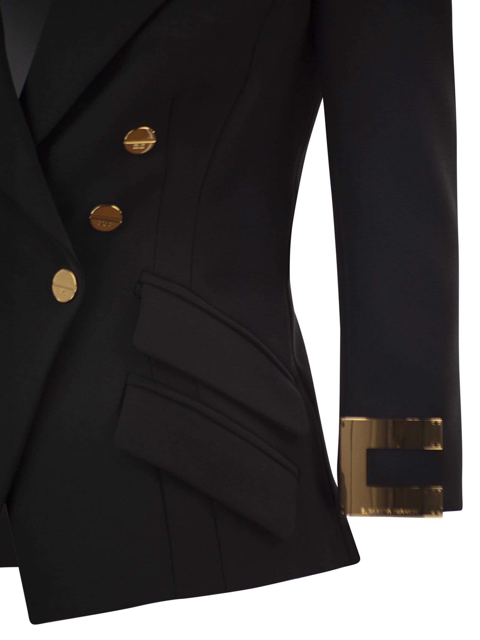 Elisabetta Franchi Double-Breasted Blazer With Logo Details