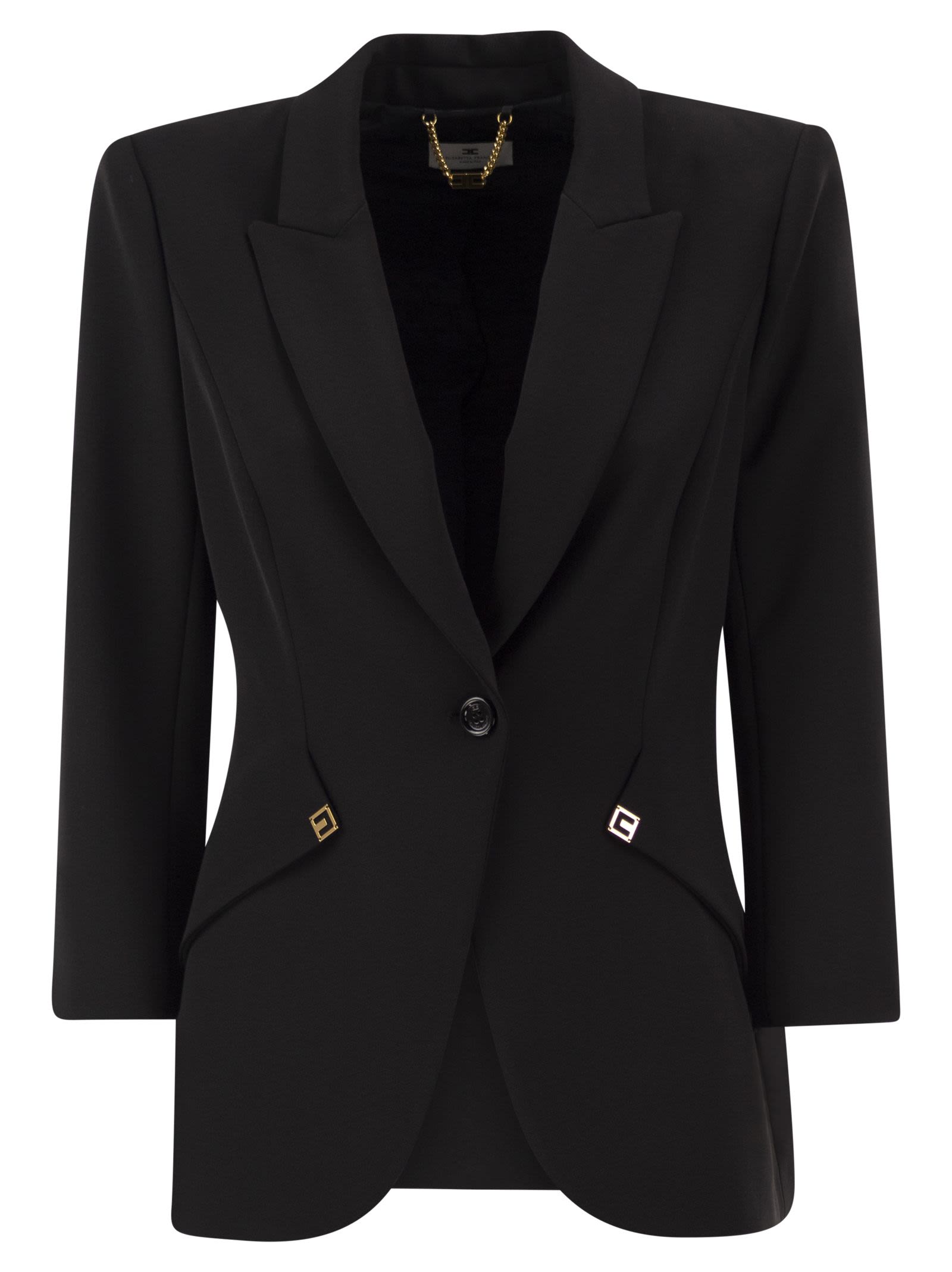 Elisabetta Franchi Tailored Single-Breasted Blazer With Log
