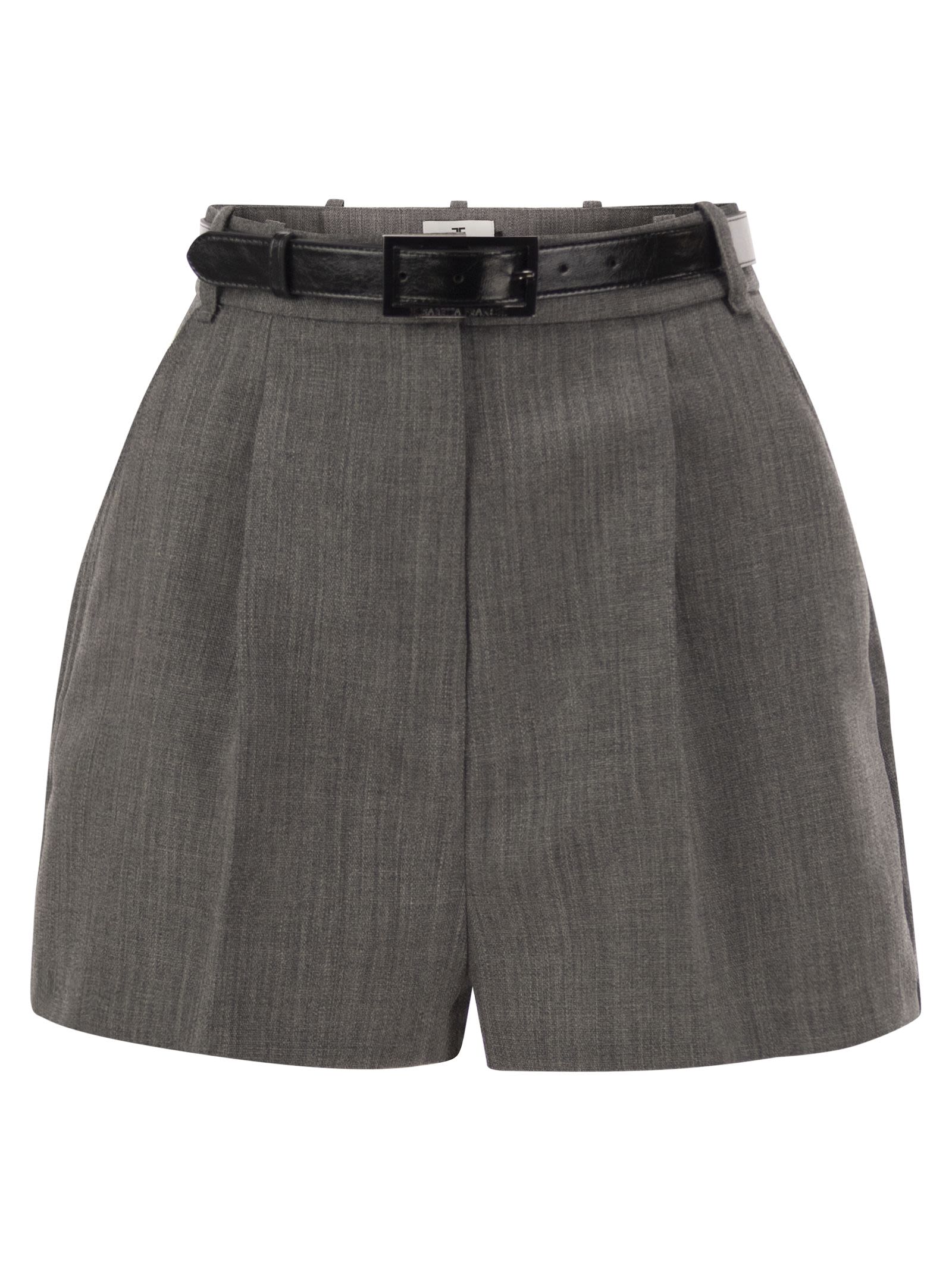 Elisabetta Franchi Tailored Virgin Wool Shorts With Belt