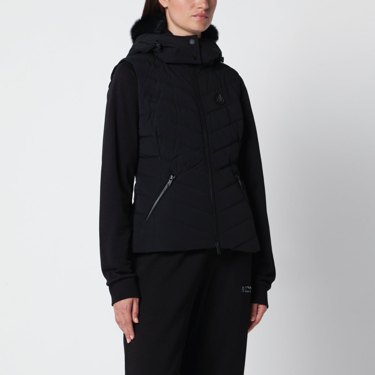 Moose Knuckles Elora Black Nylon Padded Vest