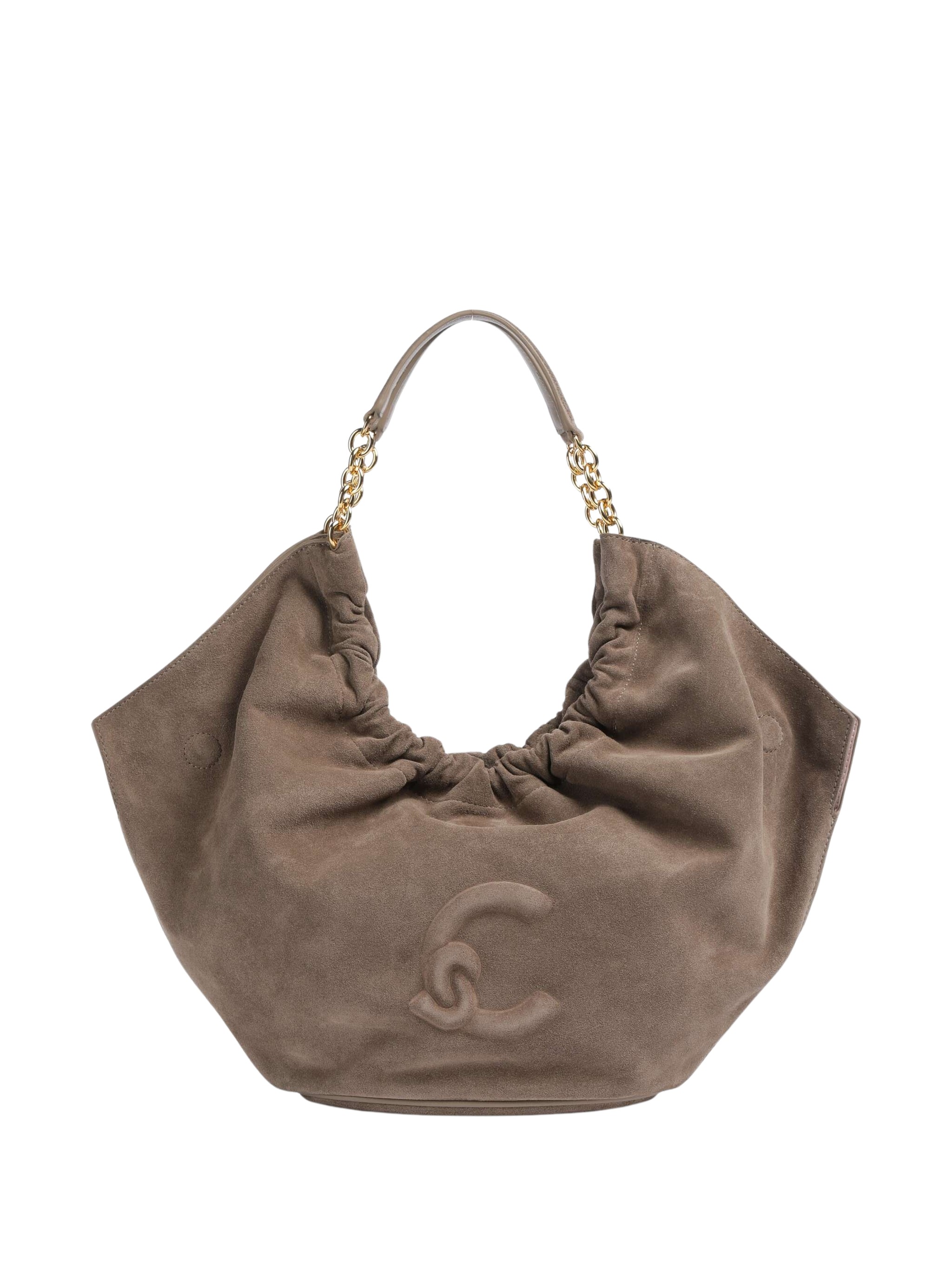 Coccinelle Embossed-Logo Suede Tote Bag