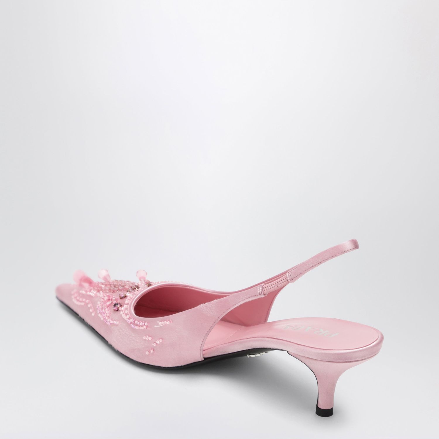 Prada Embroidered Satin Slingback Pumps