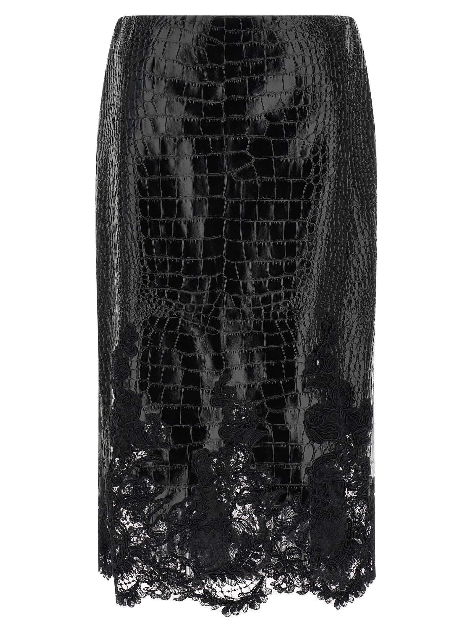 Ermanno Scervino Coconut Print Sheath Skirt With Lace