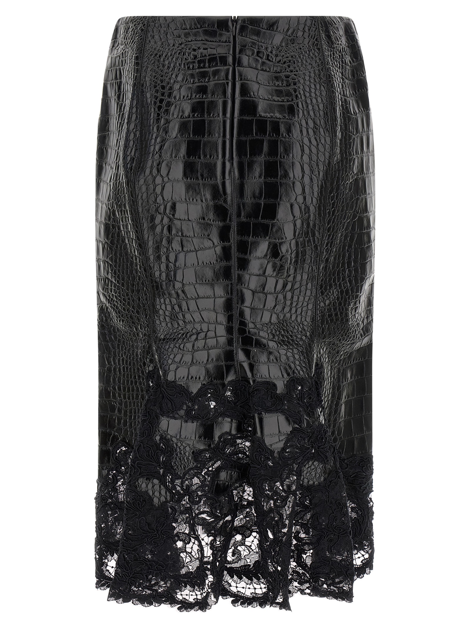 Ermanno Scervino Coconut Print Sheath Skirt With Lace