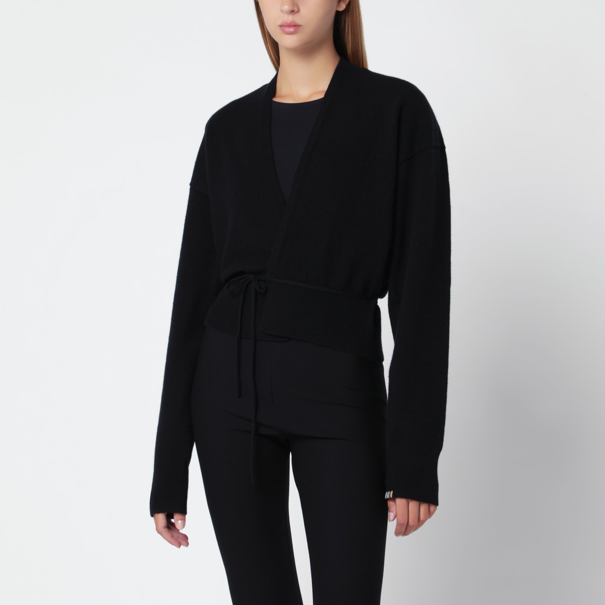 Extreme Cashmere Black Cashmere Wrap Cardigan