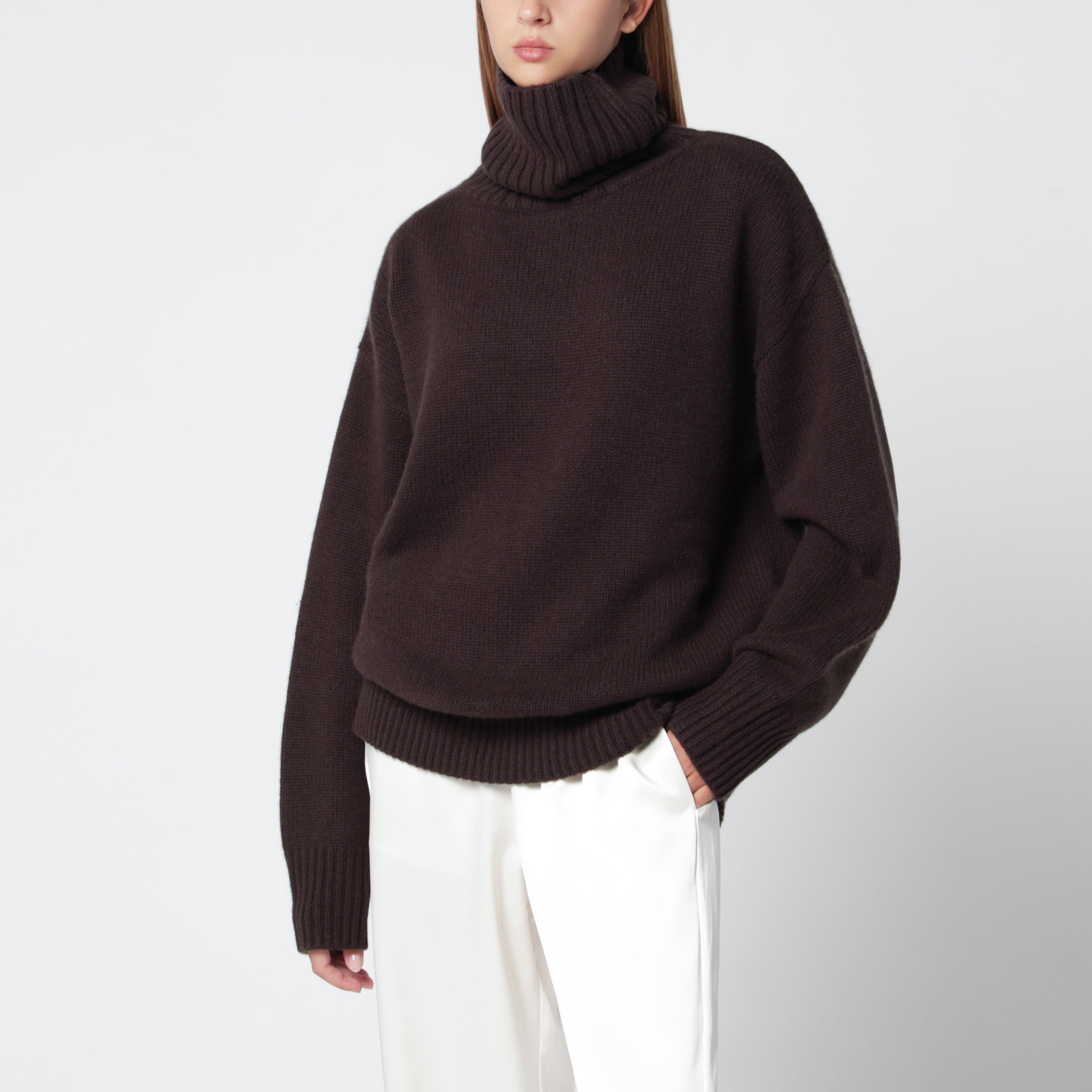 Extreme Cashmere Brown Cashmere Turtleneck Sweater