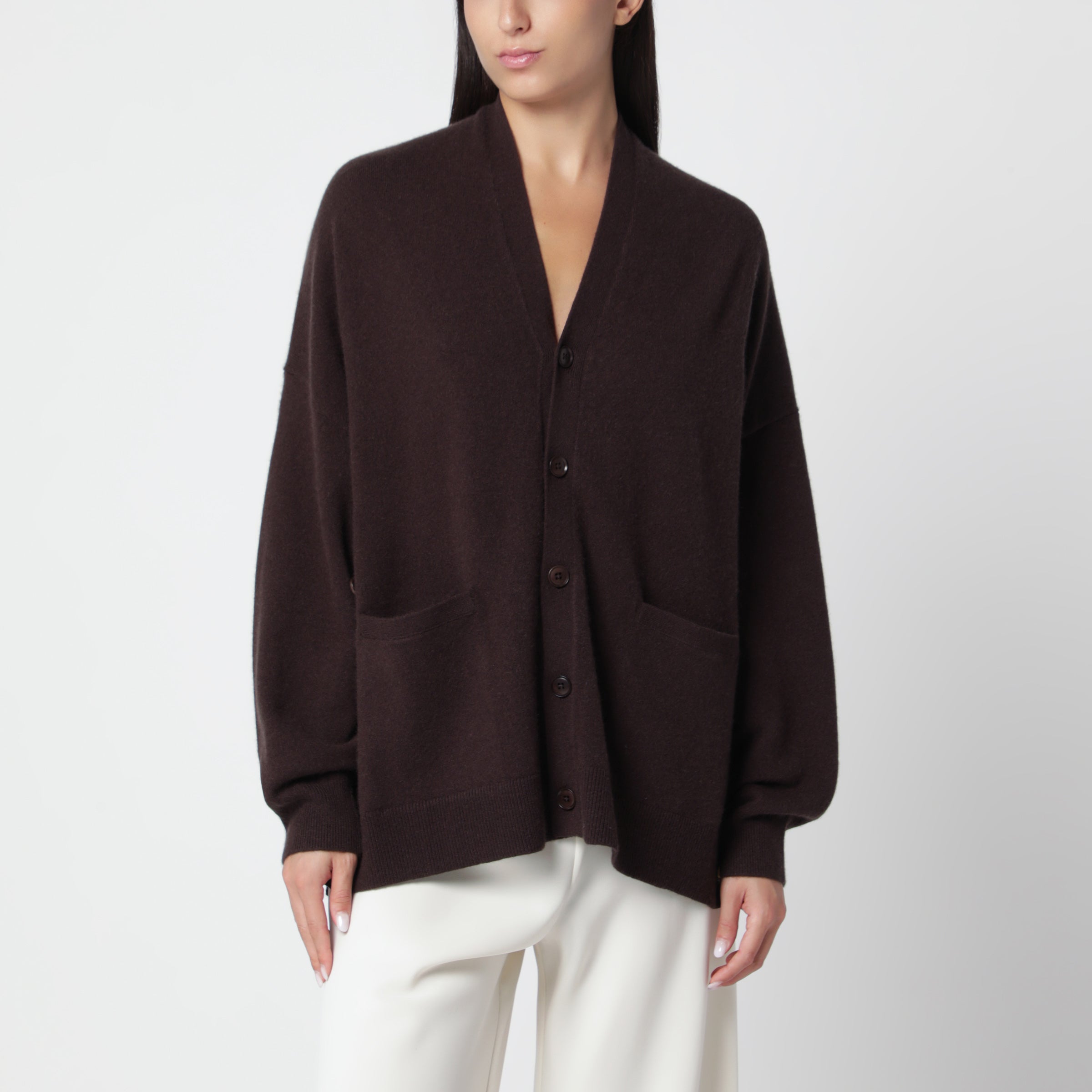 Extreme Cashmere Dark Brown Tokio Cardigan In Cashmere Bl