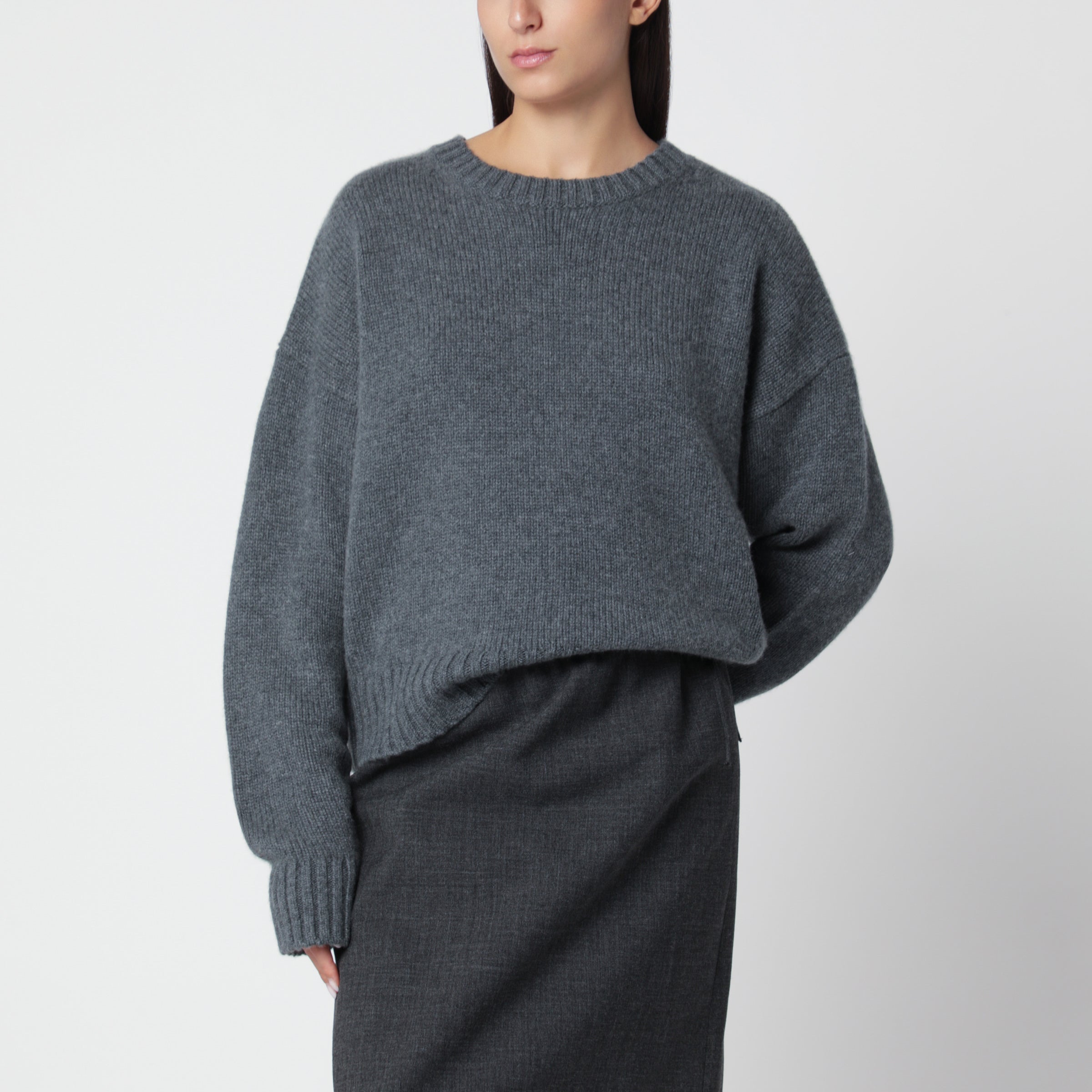 Extreme Cashmere Grey Cashmere Crew-Neck Sweater
