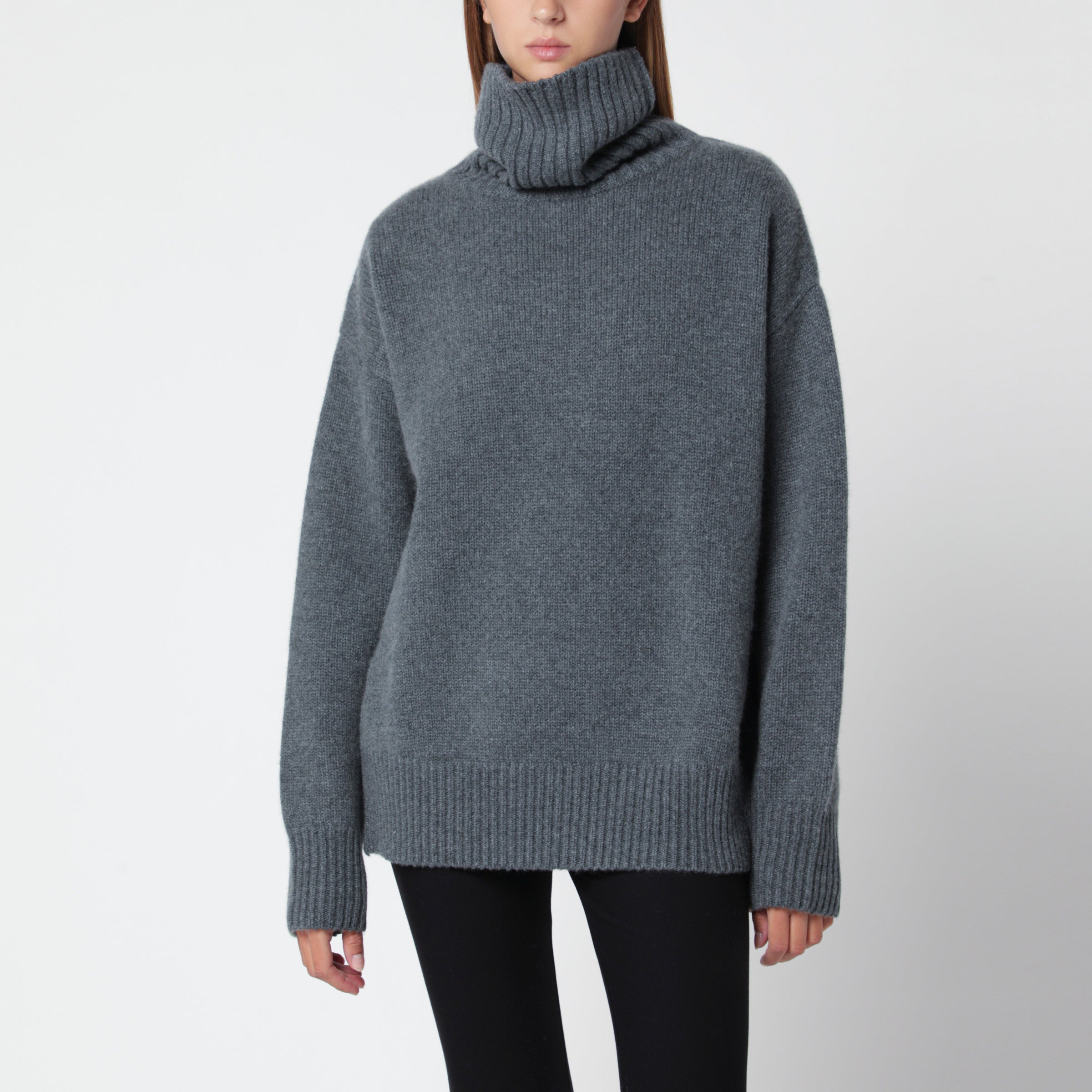 Extreme Cashmere Grey Cashmere Turtleneck Sweater