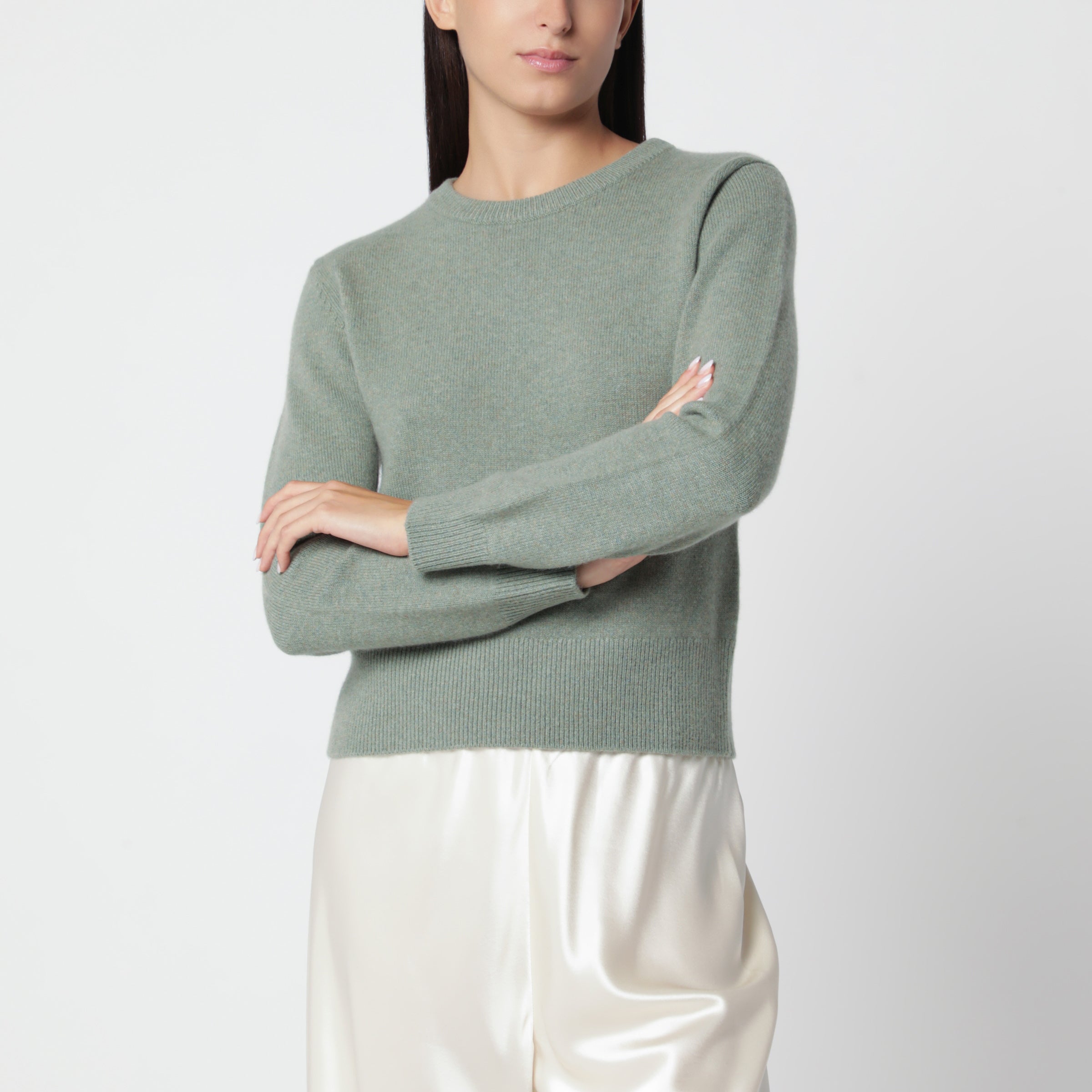 Extreme Cashmere Grey Green Jeanne Sweater In Cashmere