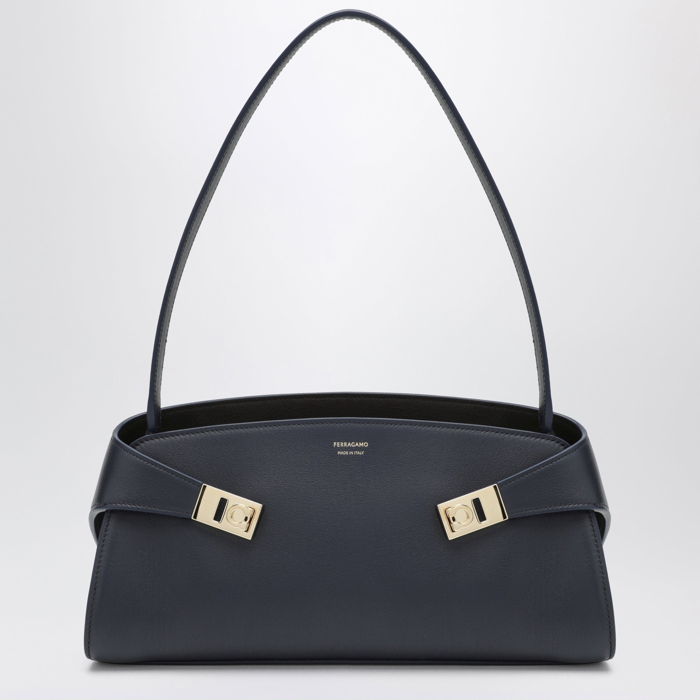 Ferragamo Hug East-West Navy/Dark Brown Calfskin S