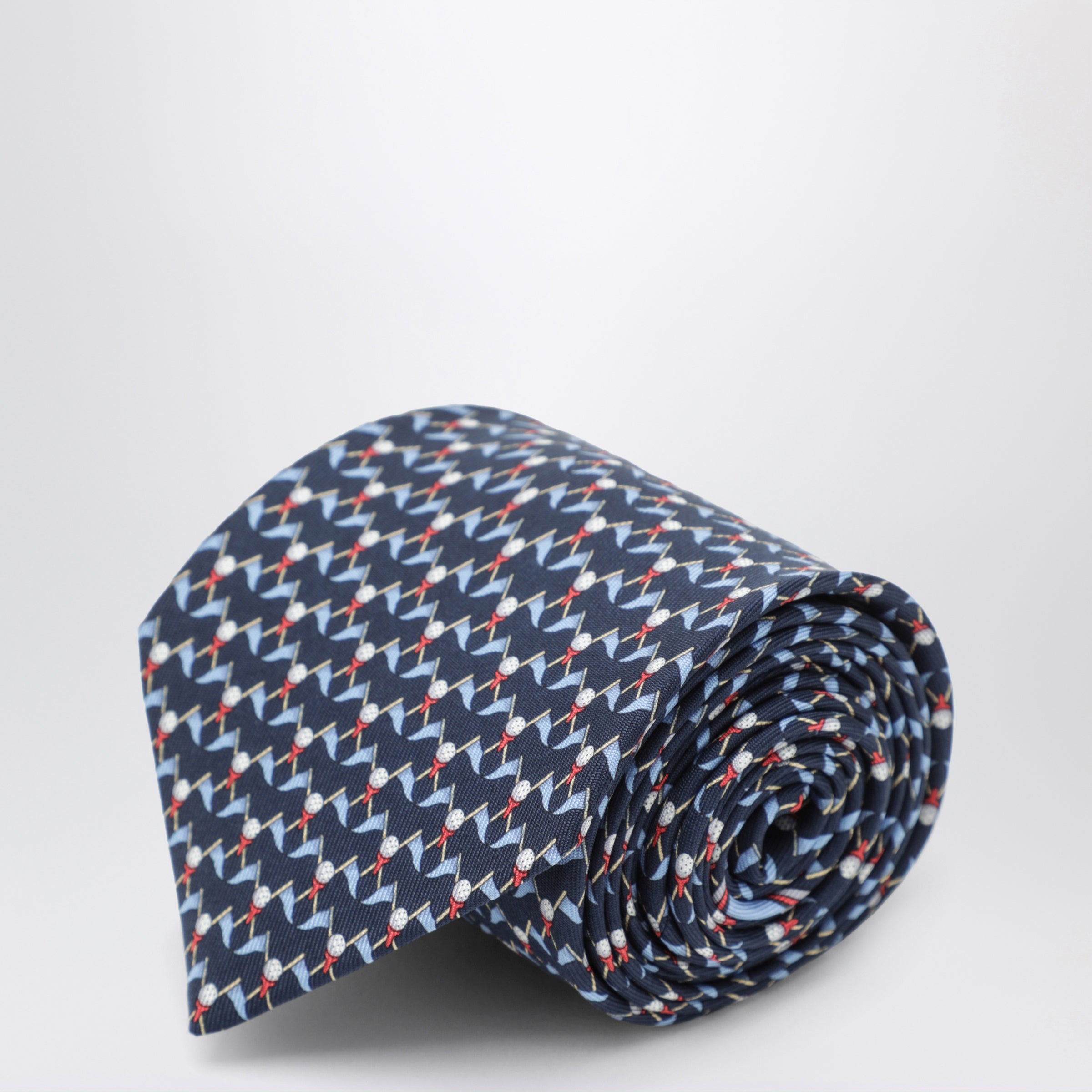 Ferragamo Navy Blue Club Silk Tie