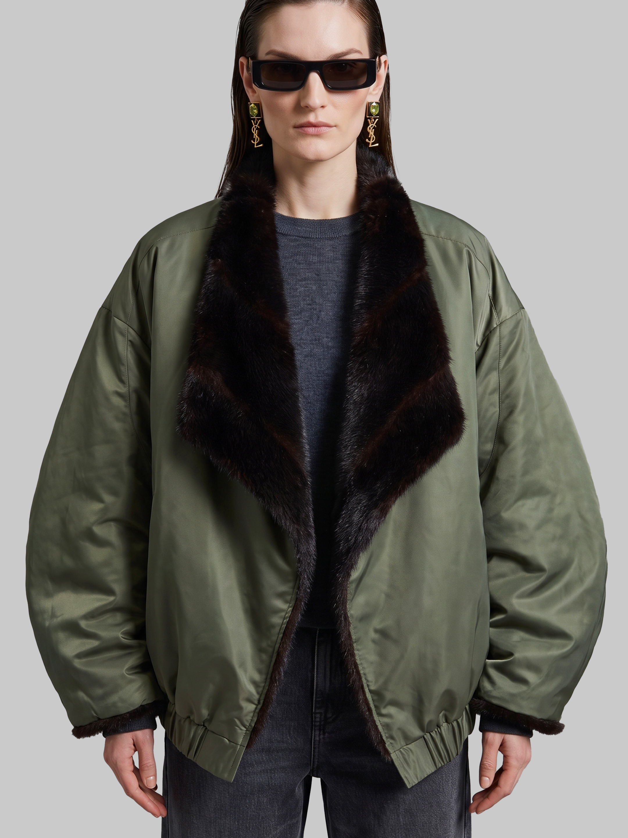 The Frankie Shop Frankie Shop Brown Green Polyester Coat