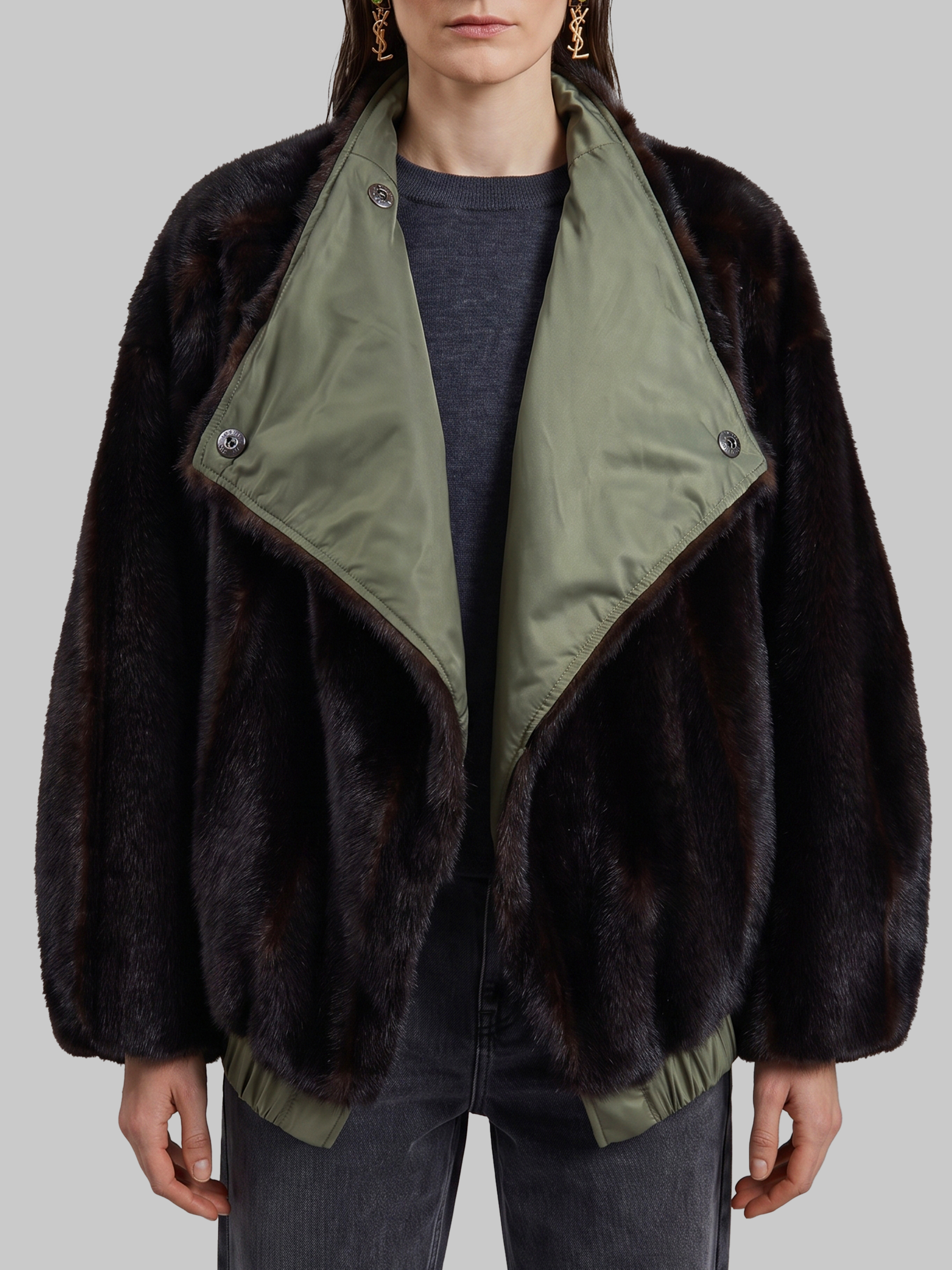 The Frankie Shop Frankie Shop Brown Green Polyester Coat