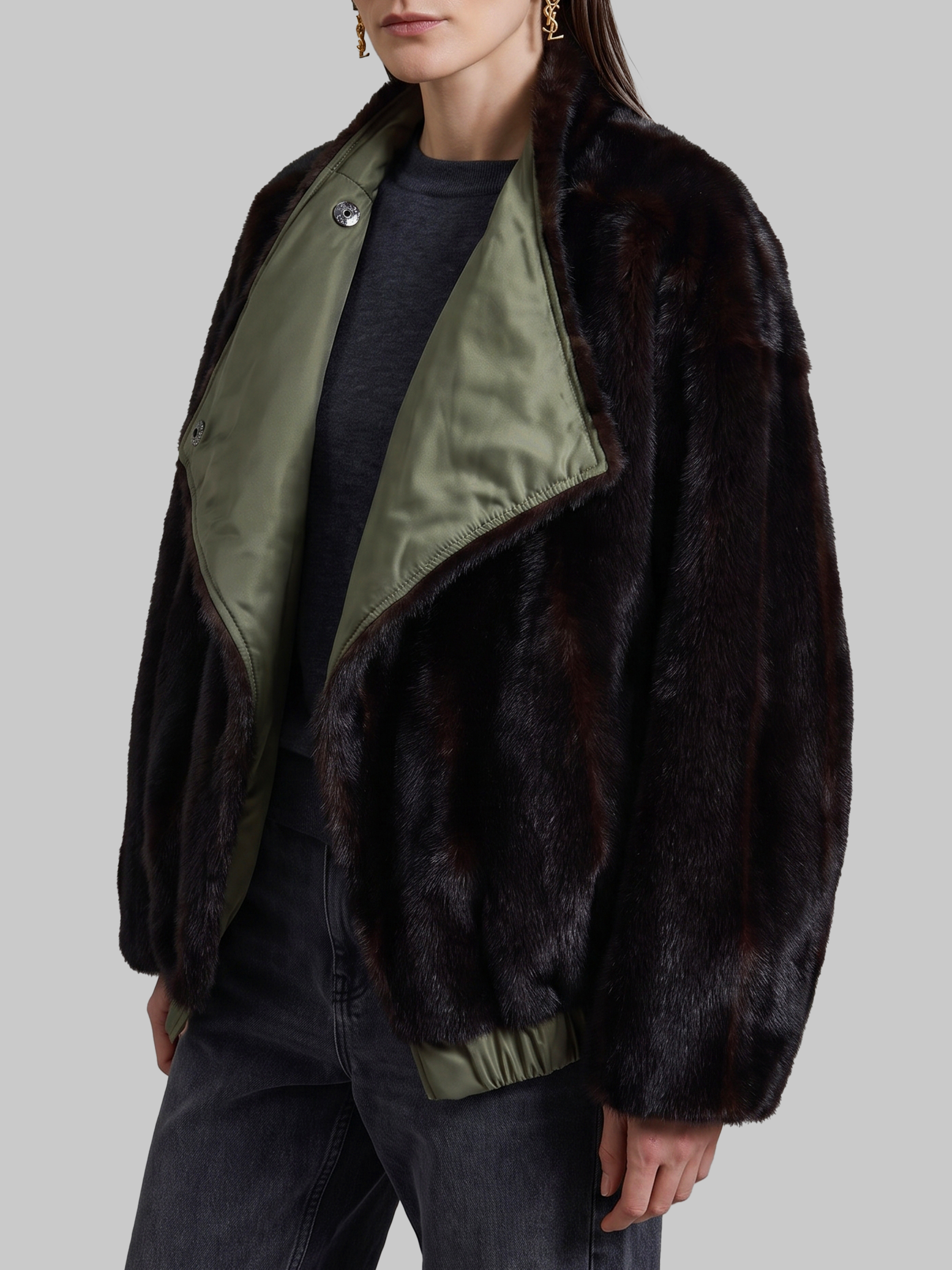 The Frankie Shop Frankie Shop Brown Green Polyester Coat