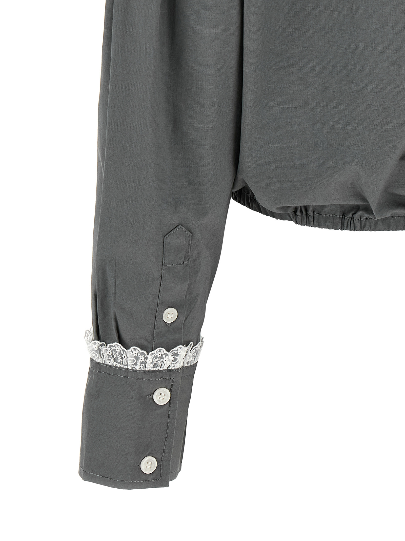 Ganni Cropped Shirt With Lace