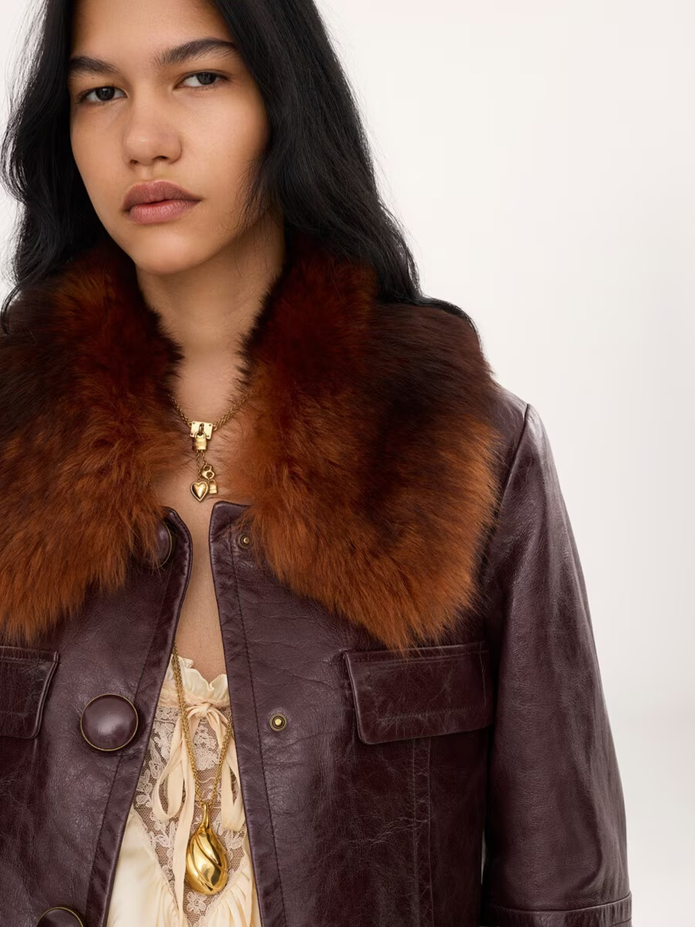 Chloé Giacca Corta In Pelle Con Colletto In Sh