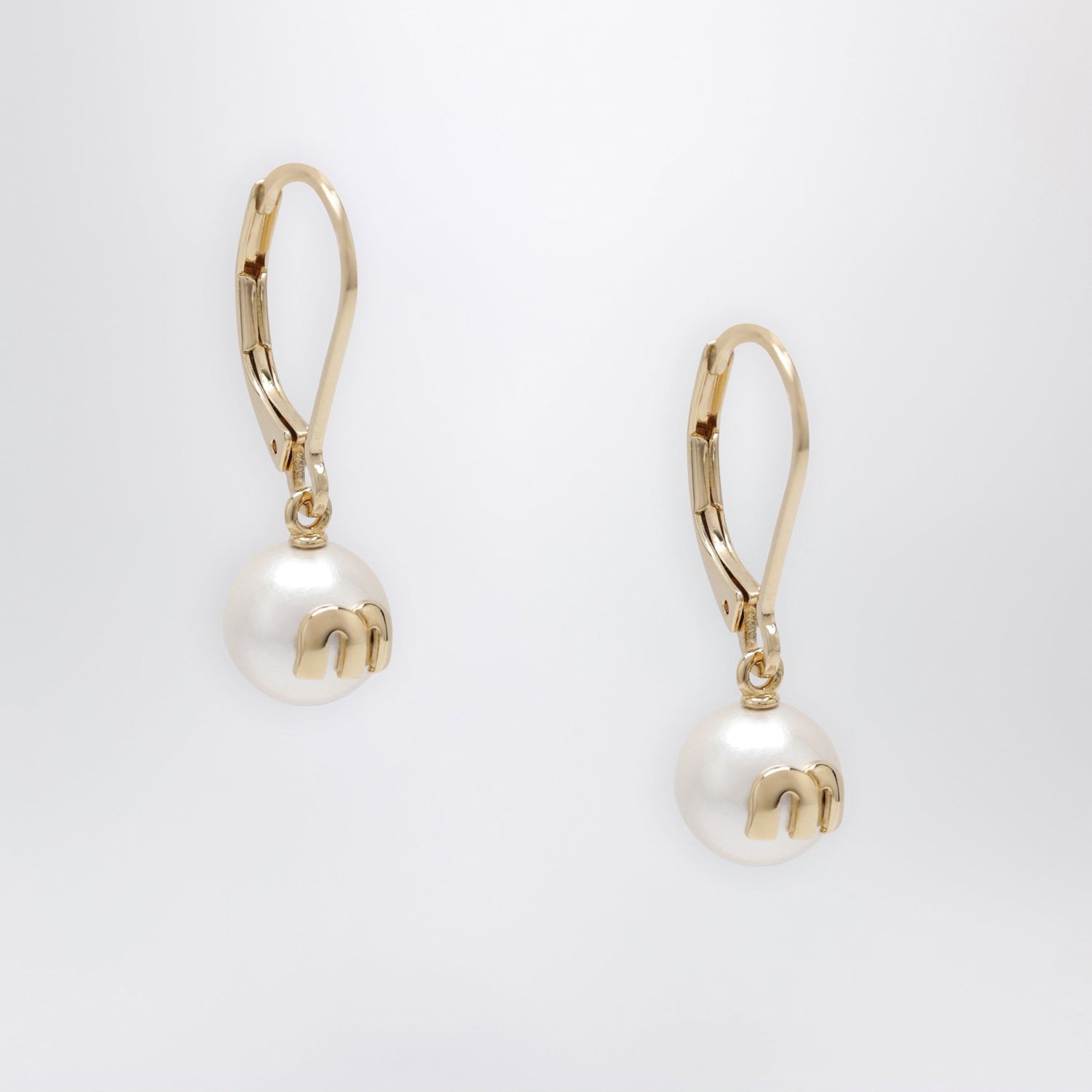 Miu Miu Gold Brass Drop Earrings