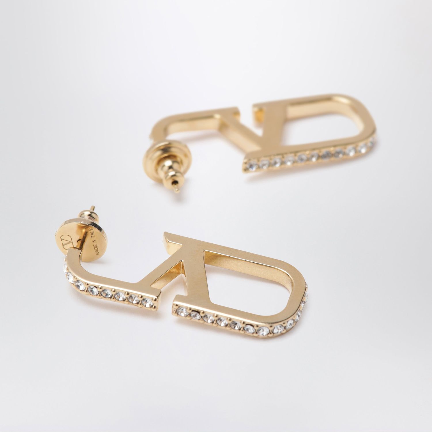 Valentino Gold Geometric Crystal Earrings