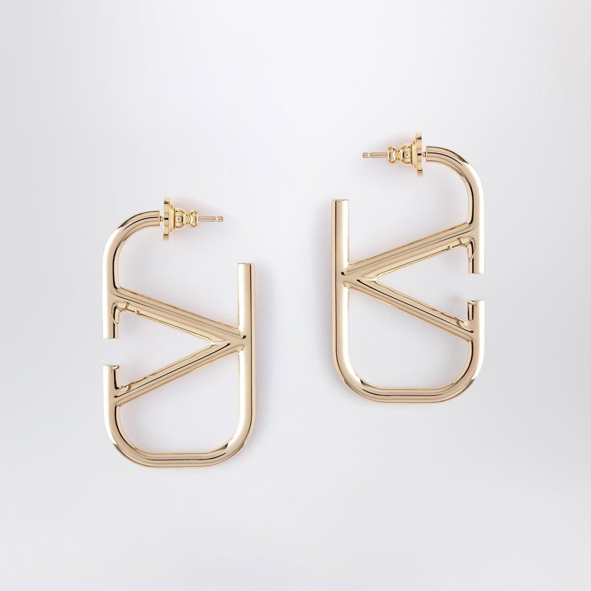 Valentino Gold Geometric Letter Earrings