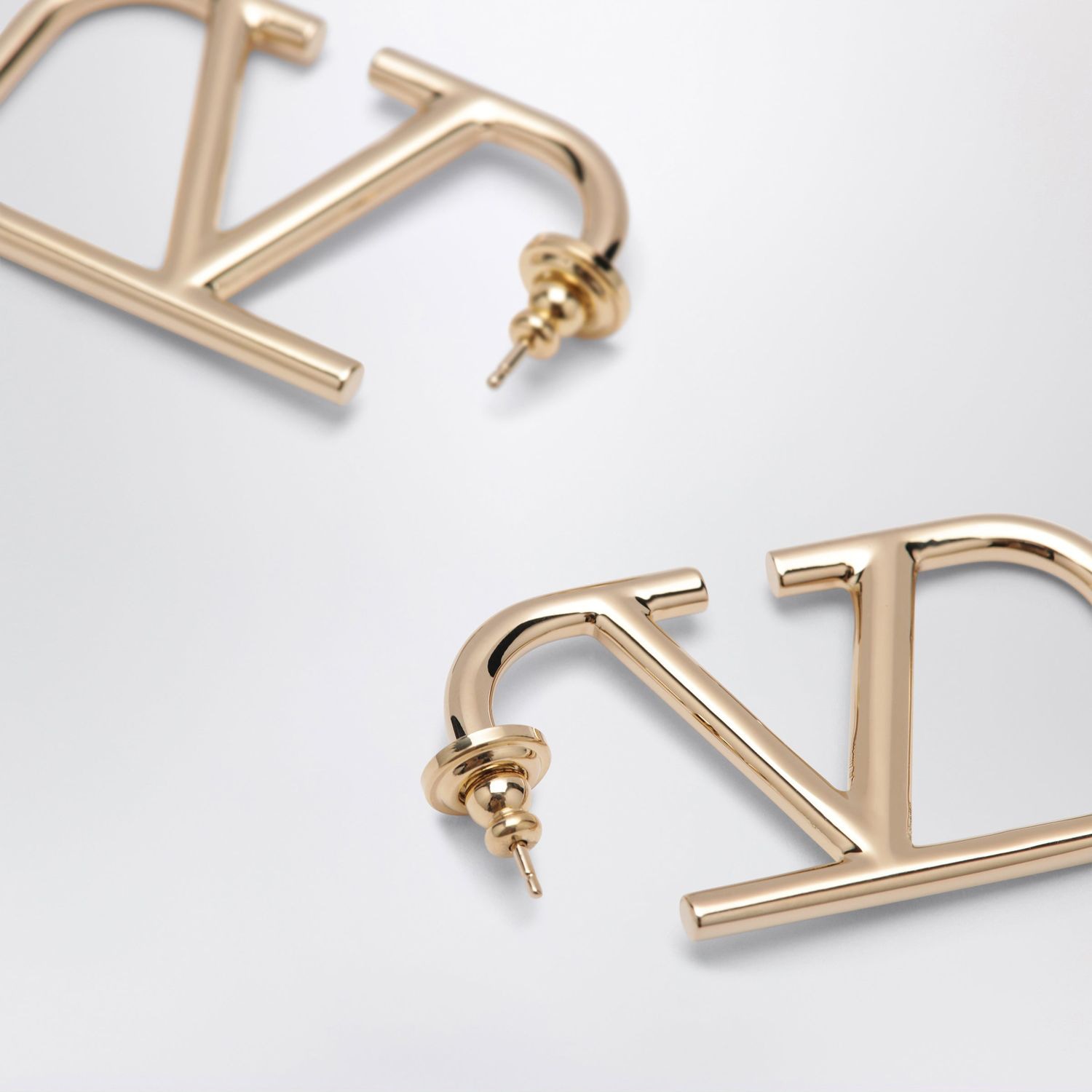 Valentino Gold Geometric Letter Earrings