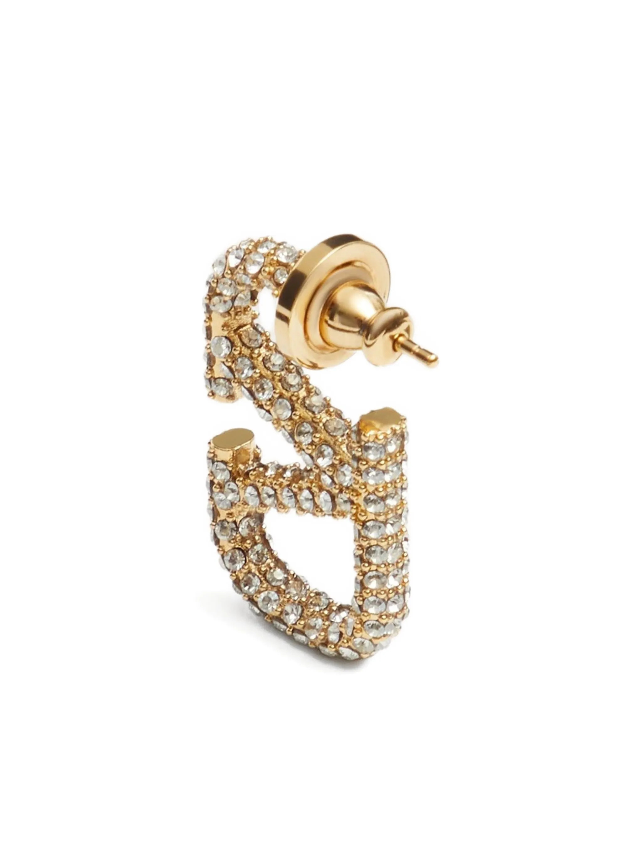 Valentino Gold Pave Crystal Hoop Earrings