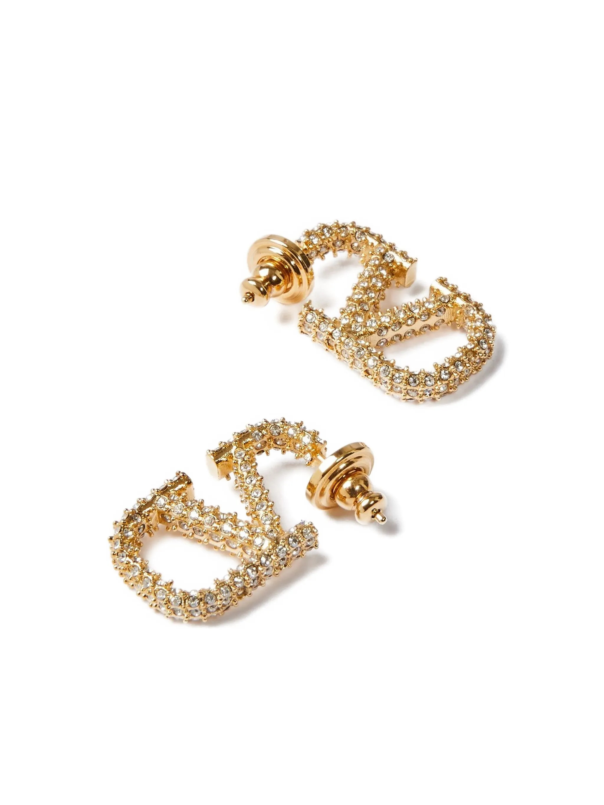 Valentino Gold Pave Crystal Hoop Earrings