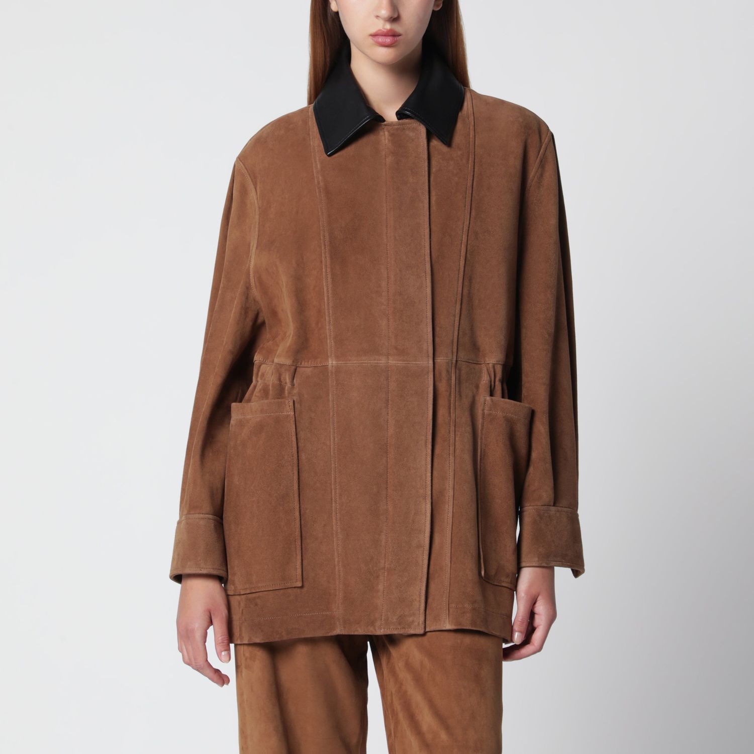 Nour Hammour Grange Jacket In Tobacco Suede Leather