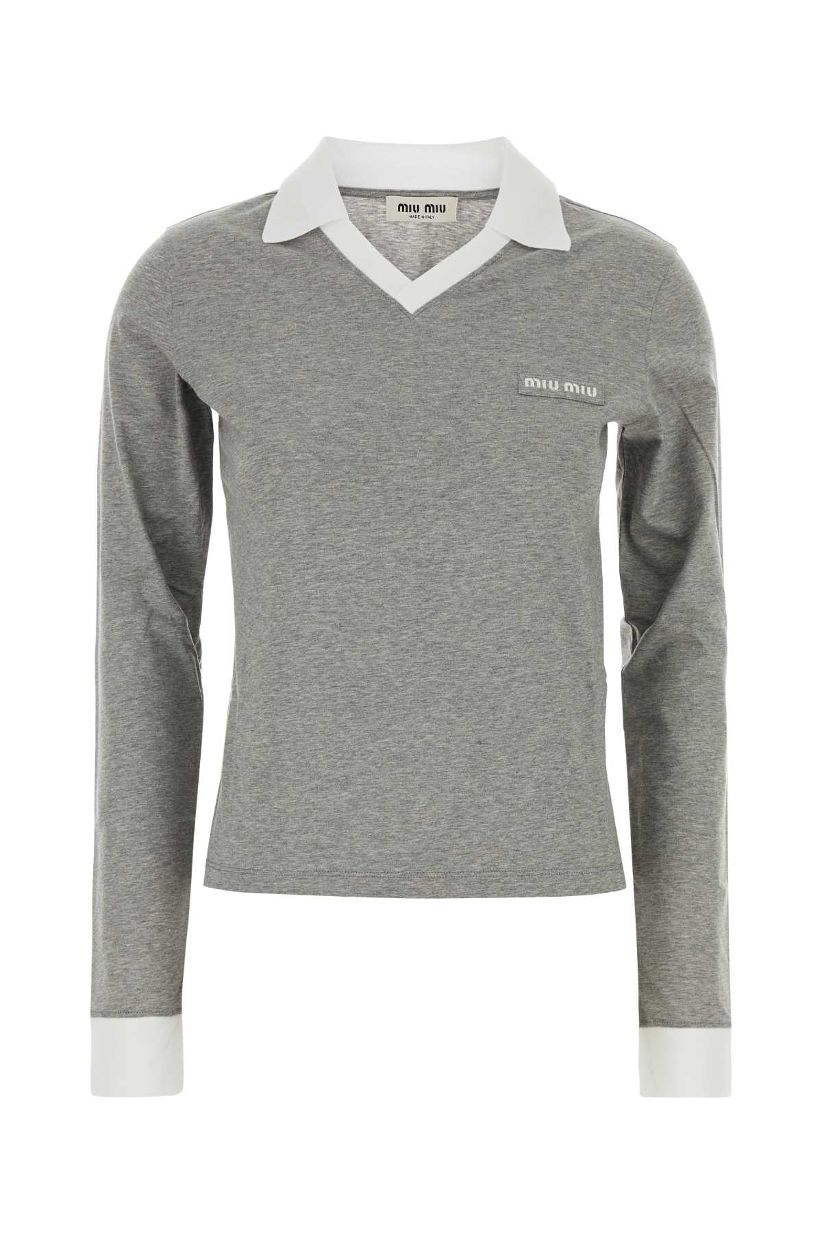 Miu Miu Grey Cotton Polo Shirt