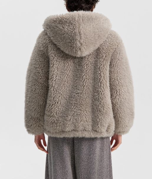 ELEH Grey Nylon Hooded Textured Coat