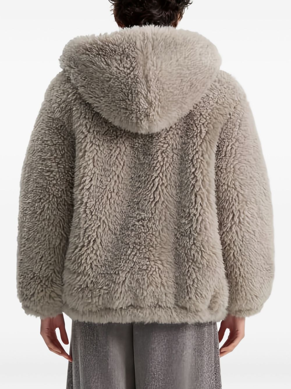 ELEH Grey Nylon Hooded Textured Coat