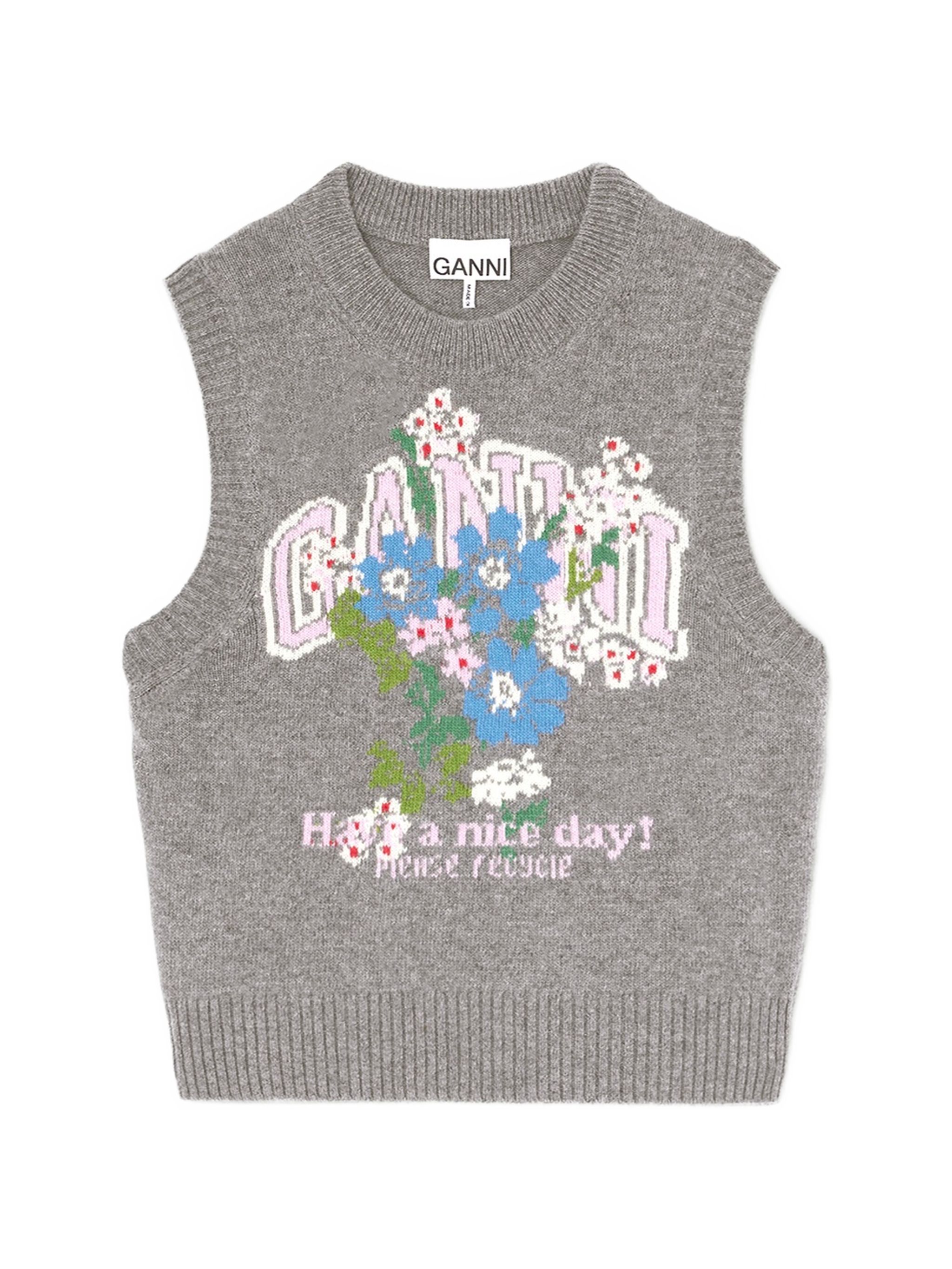 Ganni Grey Wool Polyamide Vest