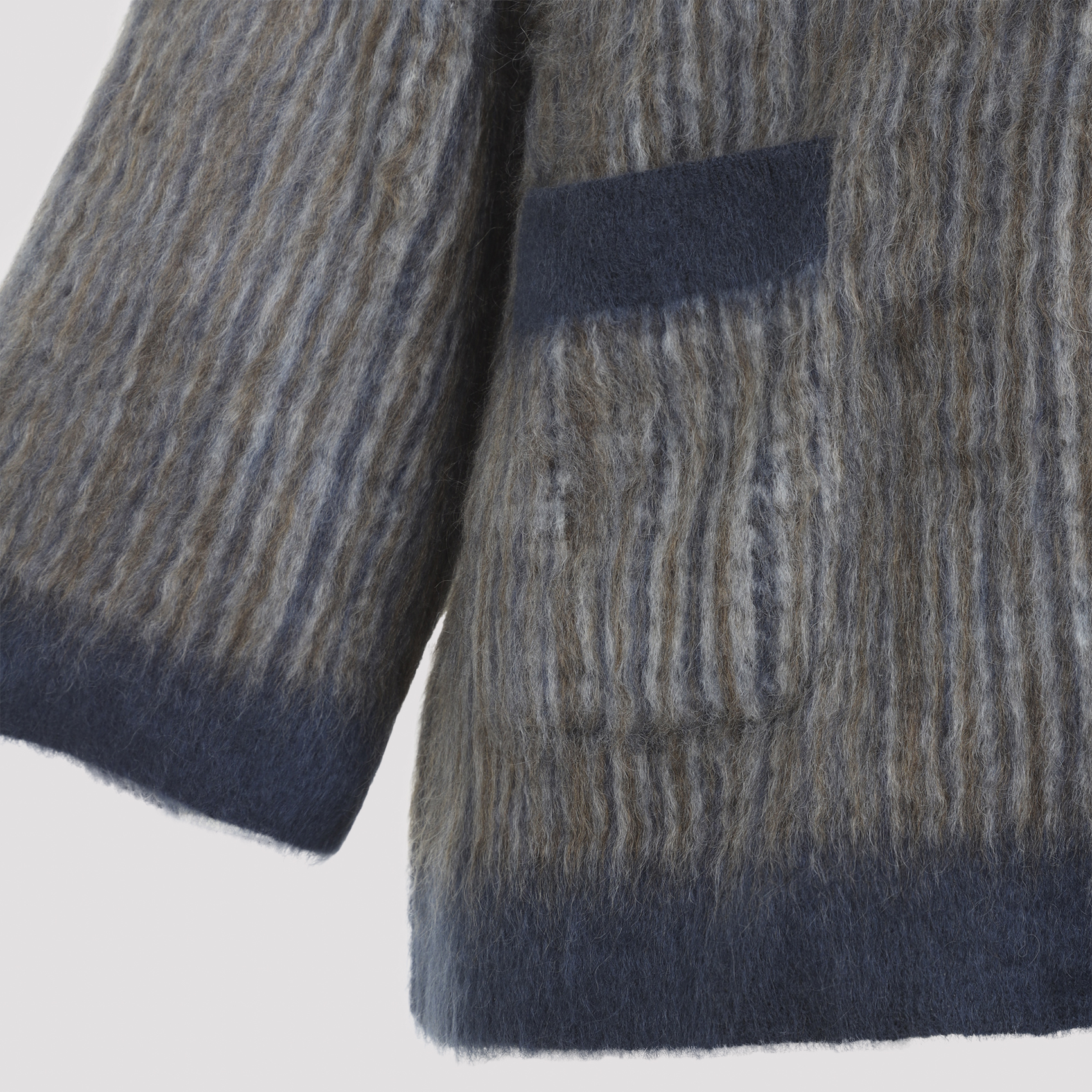 Brunello Cucinelli Grigio Blu Galles Jacquard Cardigan