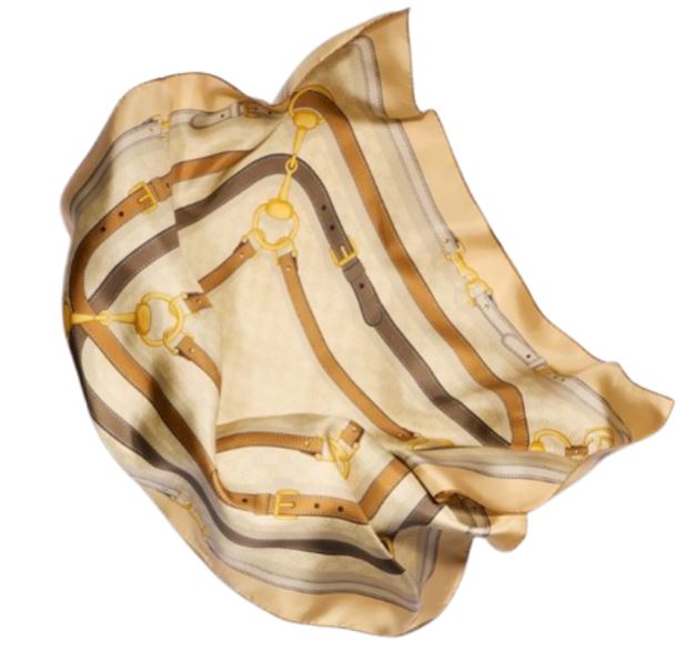 Gucci Gg Monogram Silk Scarf Beige
